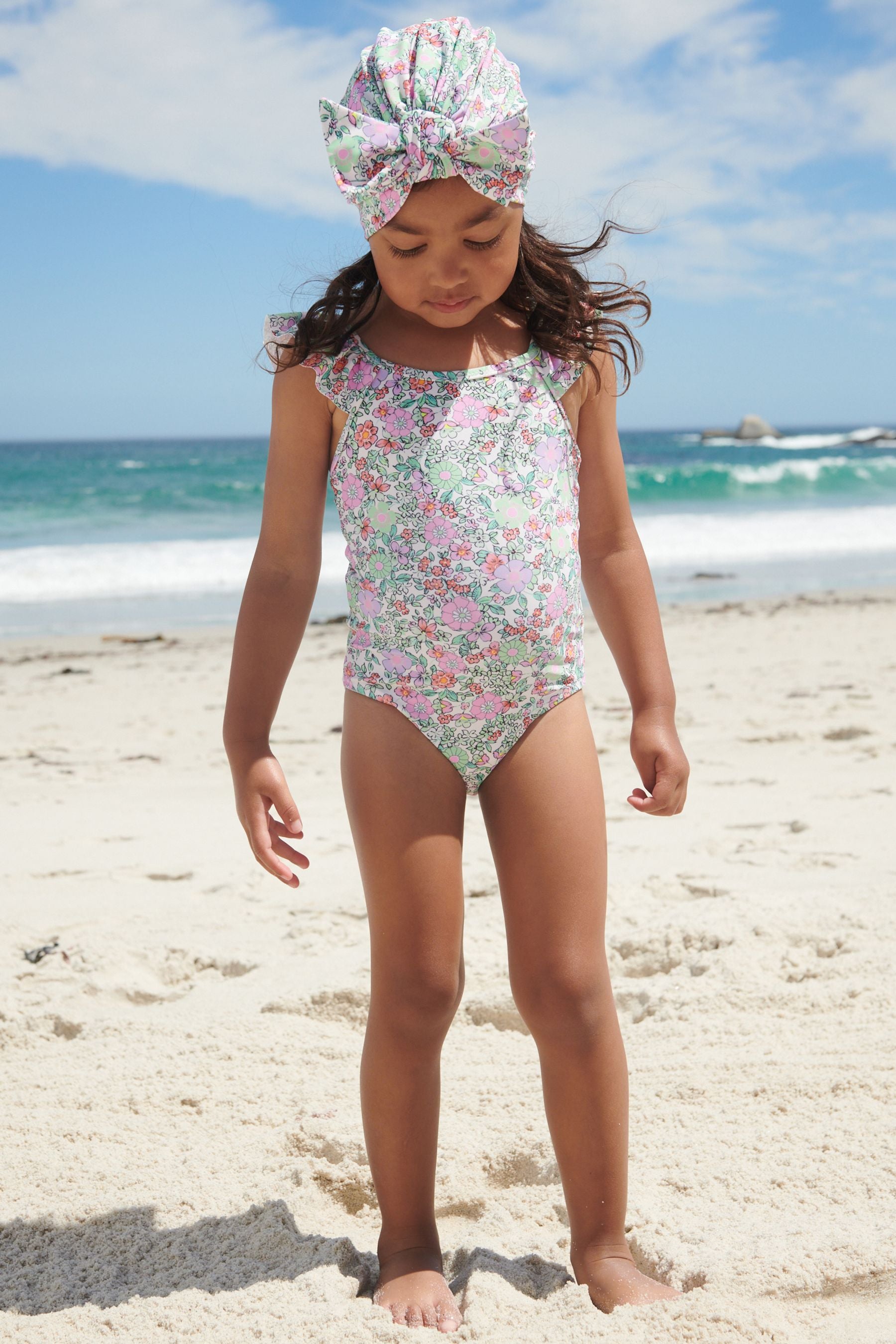 Mint Green Frill Sleeved Swimsuit (3mths-7yrs)