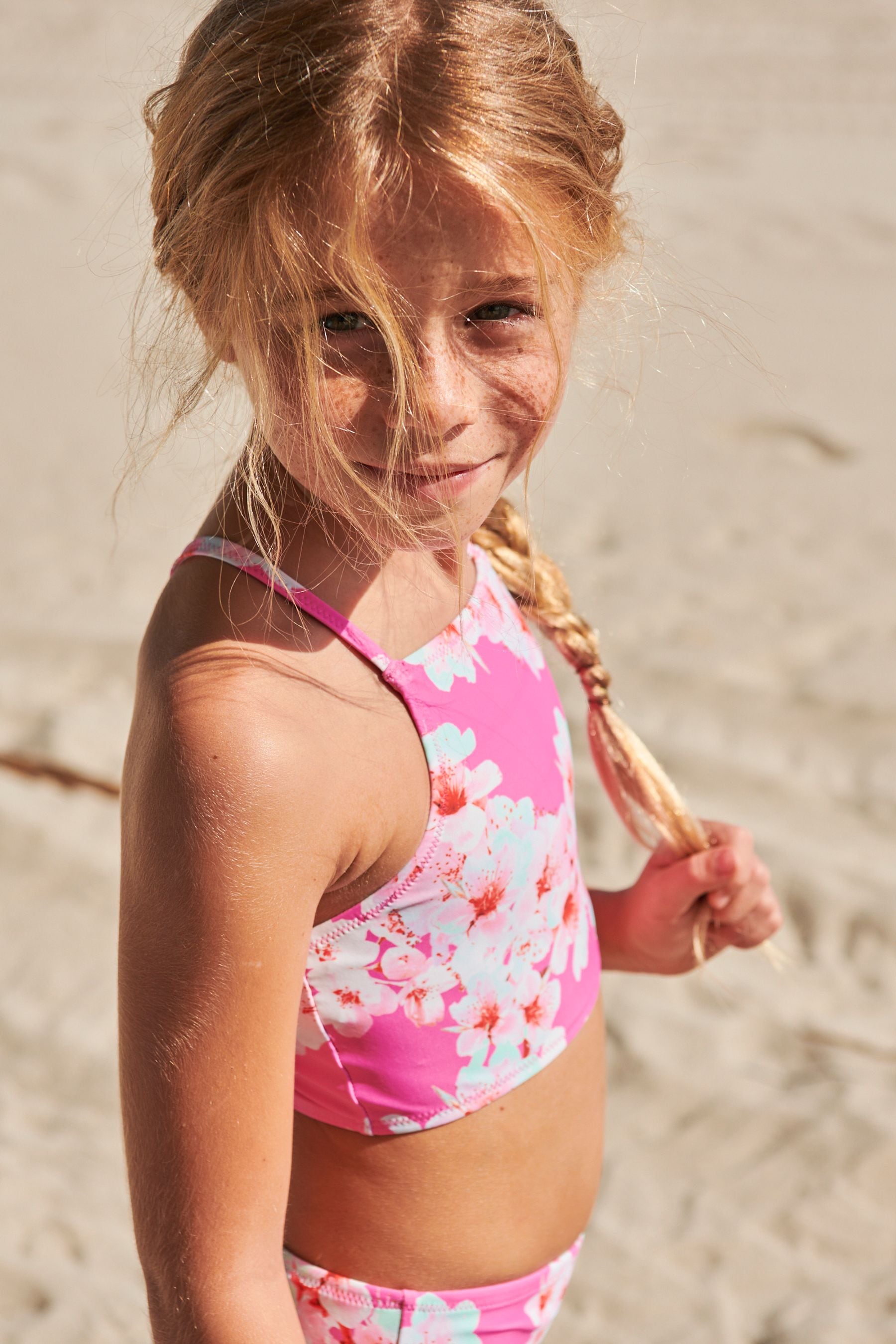 Bright Pink Floral Bikini (3-16yrs)