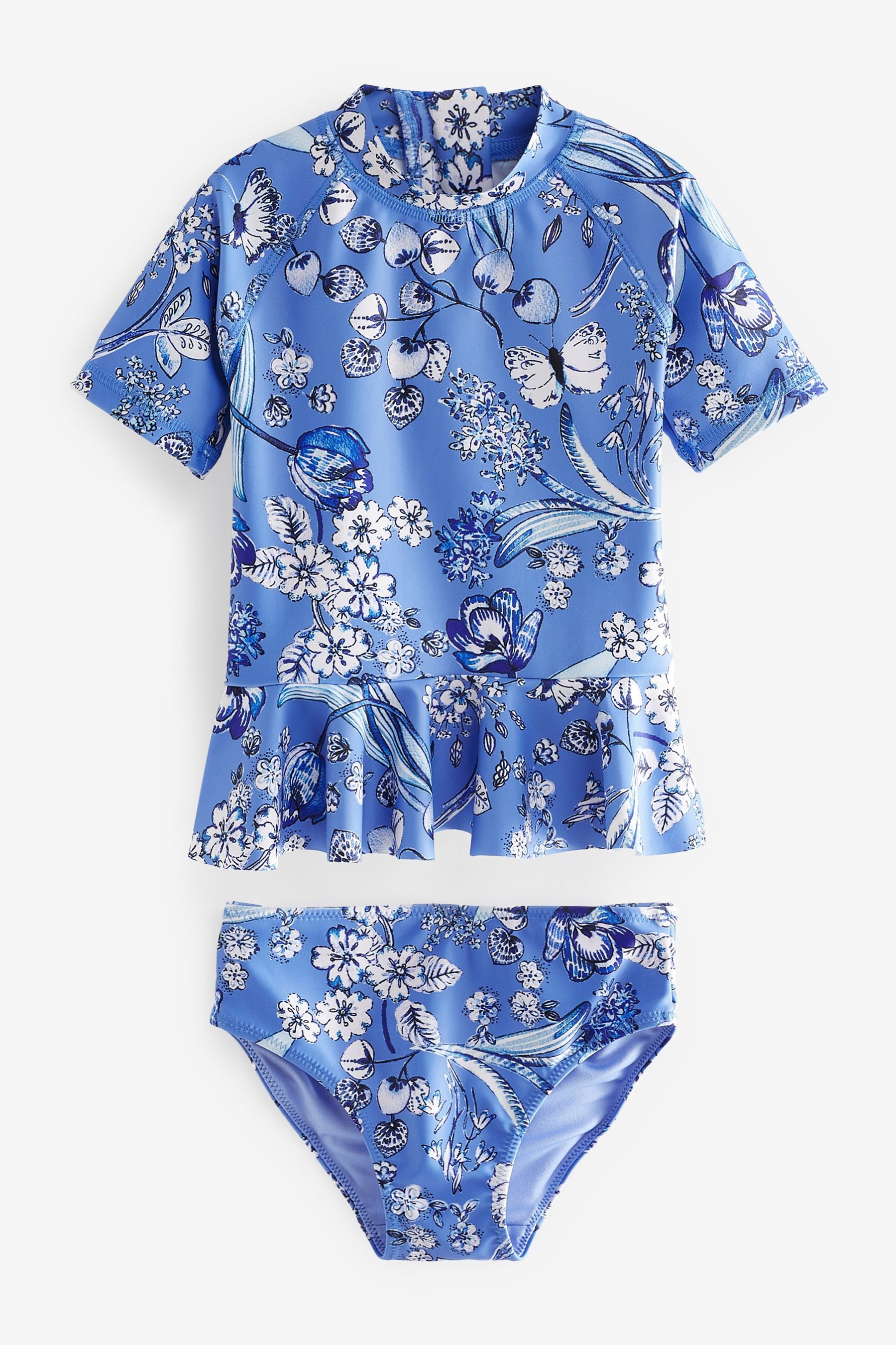 Blue/White Floral 2 Piece Sunsafe Swim Suit (3mths-7yrs)