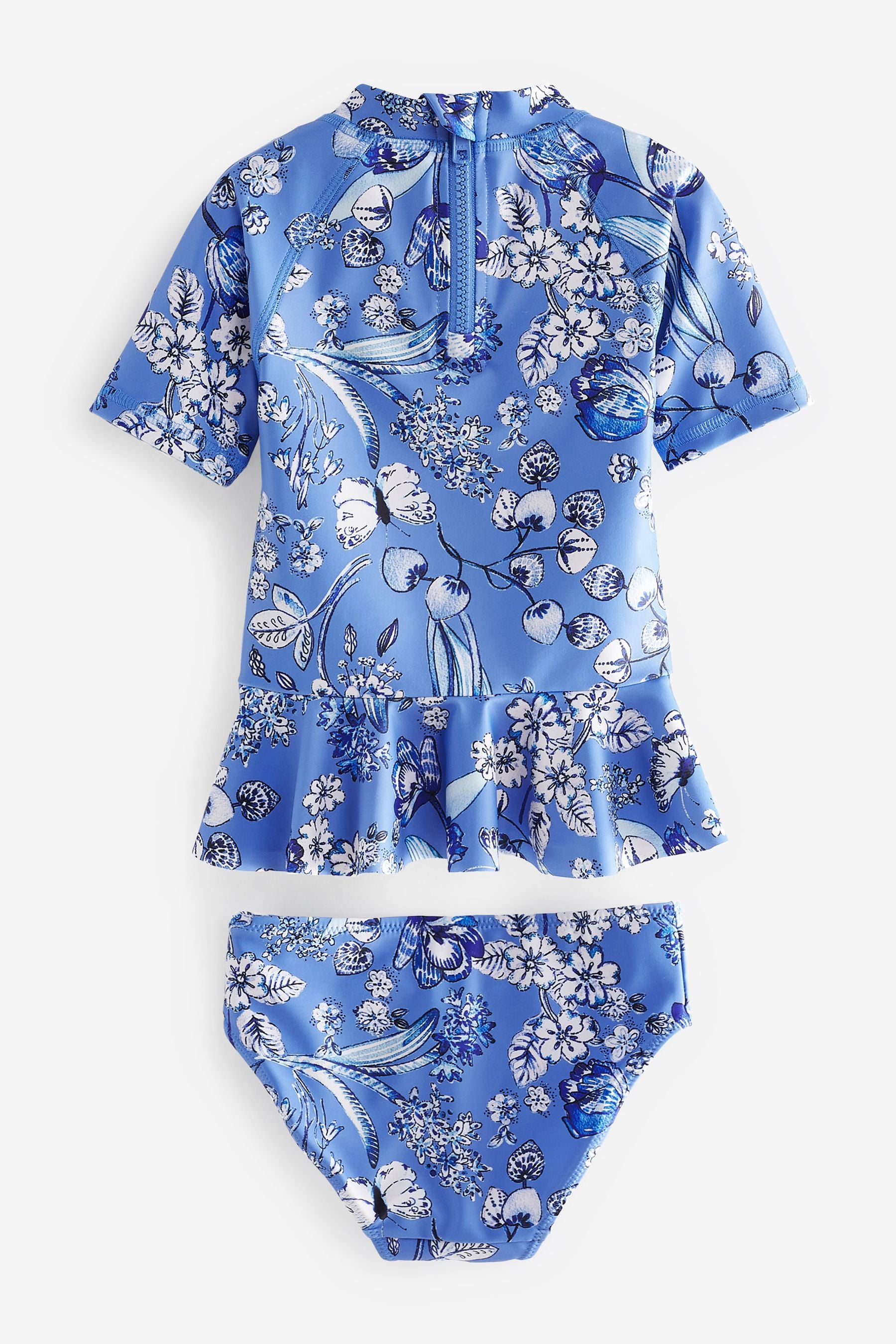 Blue/White Floral 2 Piece Sunsafe Swim Suit (3mths-7yrs)