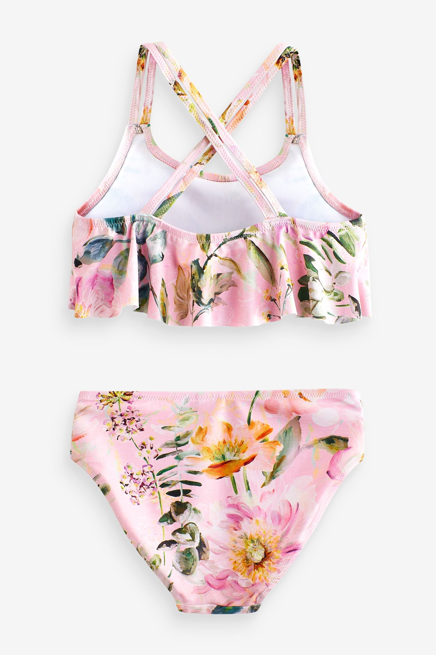 Pink Floral Layered Bikini (3-16yrs)