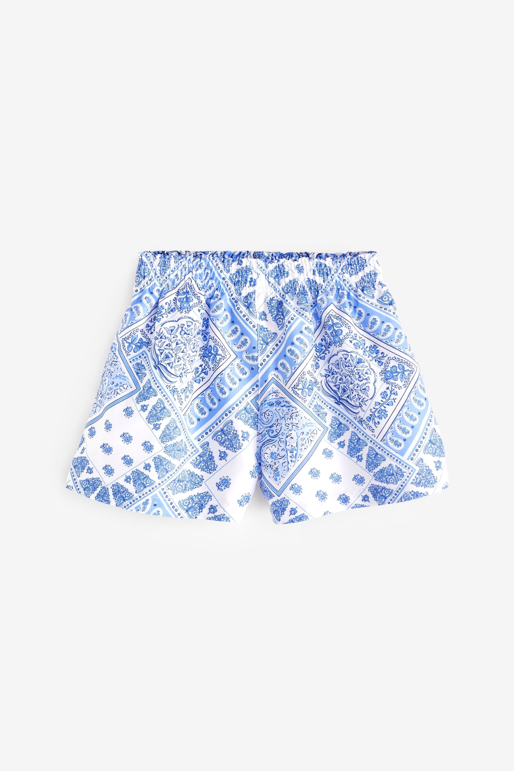 Blue Quick Dry Paper Bag Beach Shorts