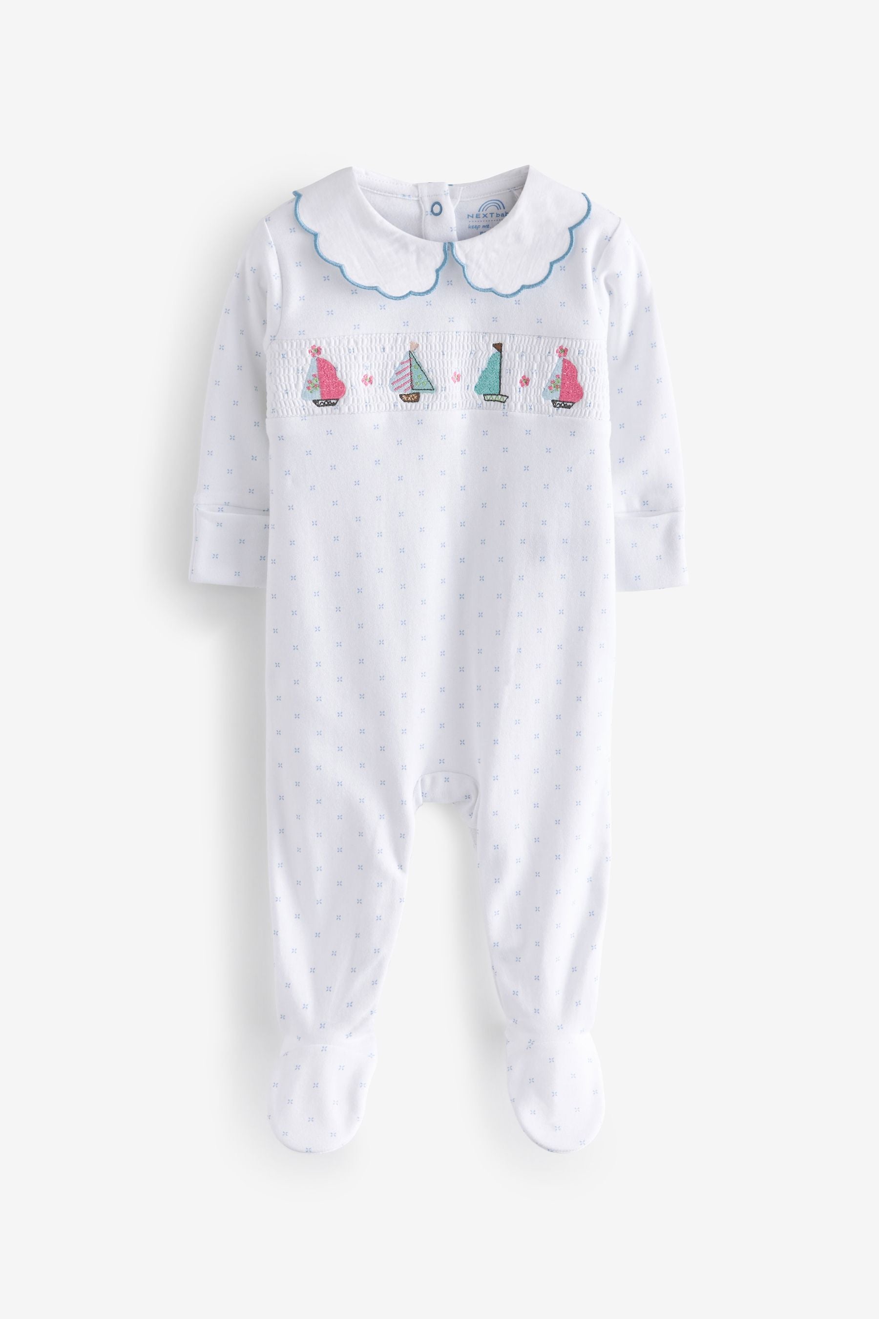 White Collared Baby Sleepsuit (0-18mths)