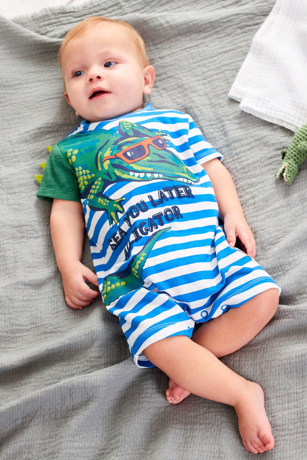 Blue Alligator FatFace Baby Romper