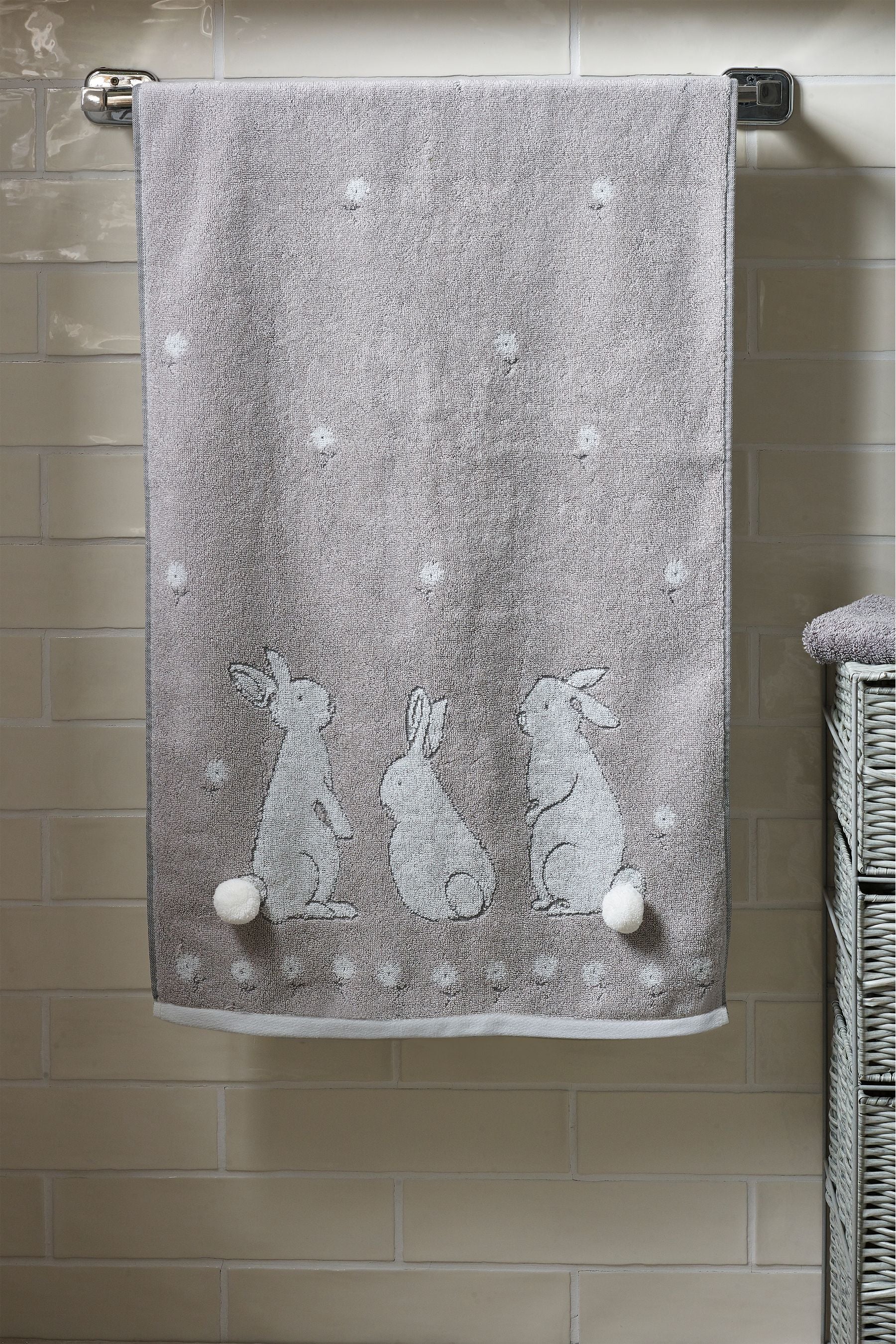 Grey Bunnies 100% Cotton Towels