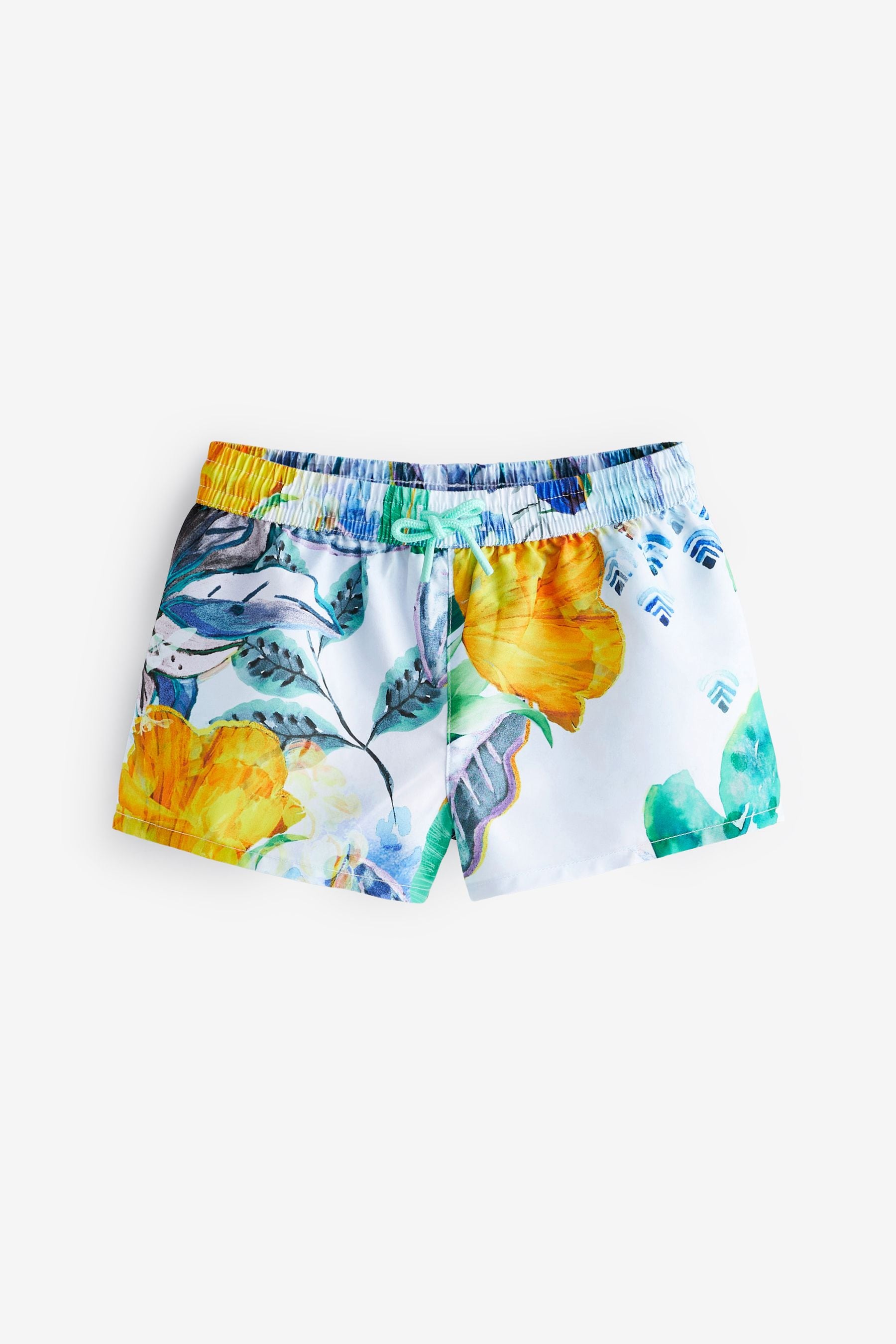 Blue/Yellow Floral Quick Dry Beach Shorts