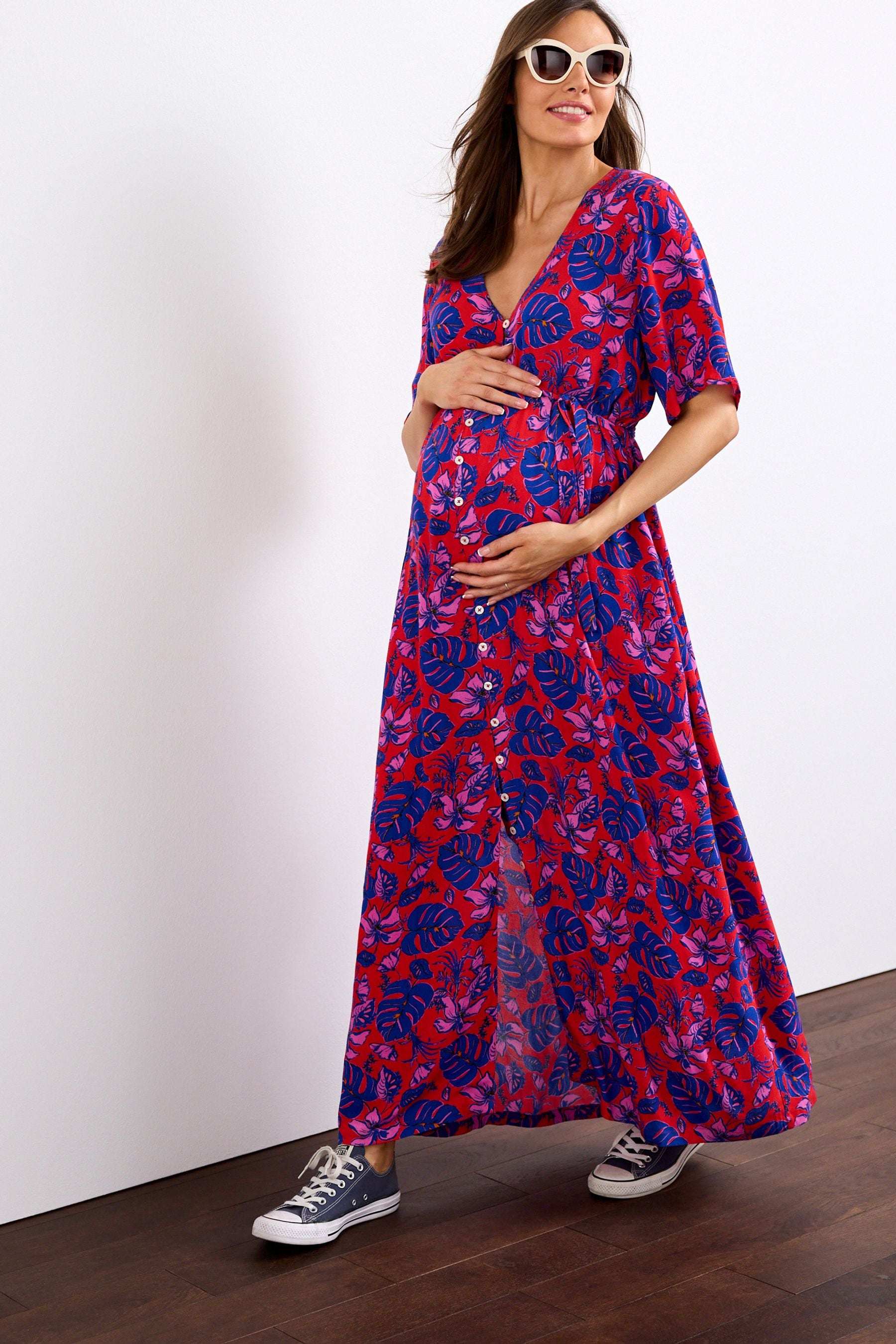 Floral Print Maternity Nursing Dress