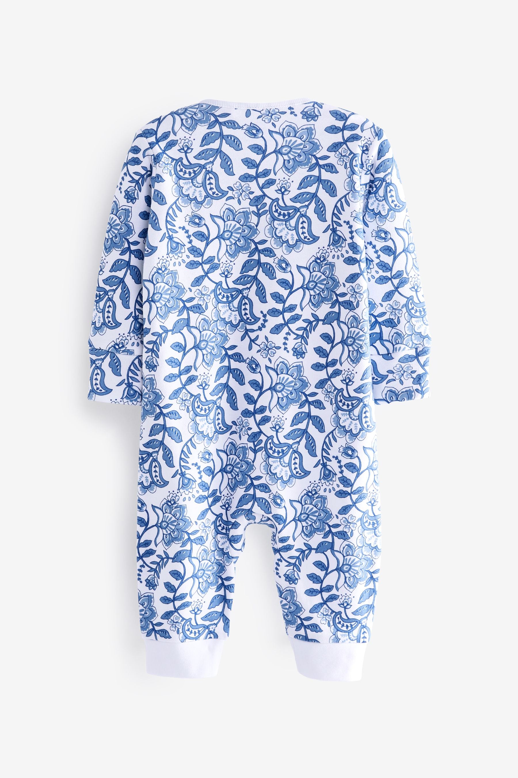 Blue Printed Footless Baby Sleepsuits 2 Pack (0mths-3yrs)