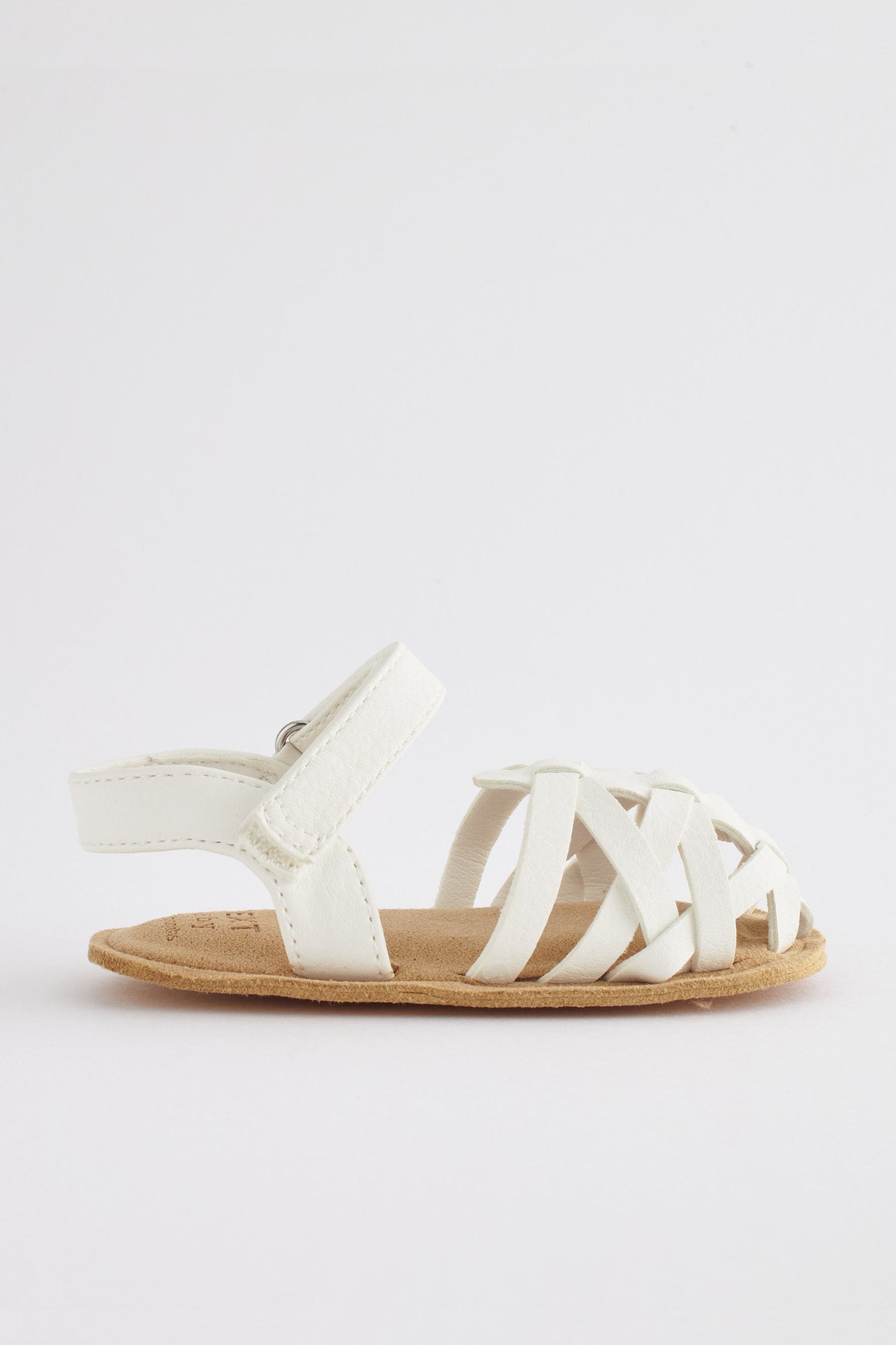 White Baby Ankle Strap Fisherman Sandals (0-18mths)