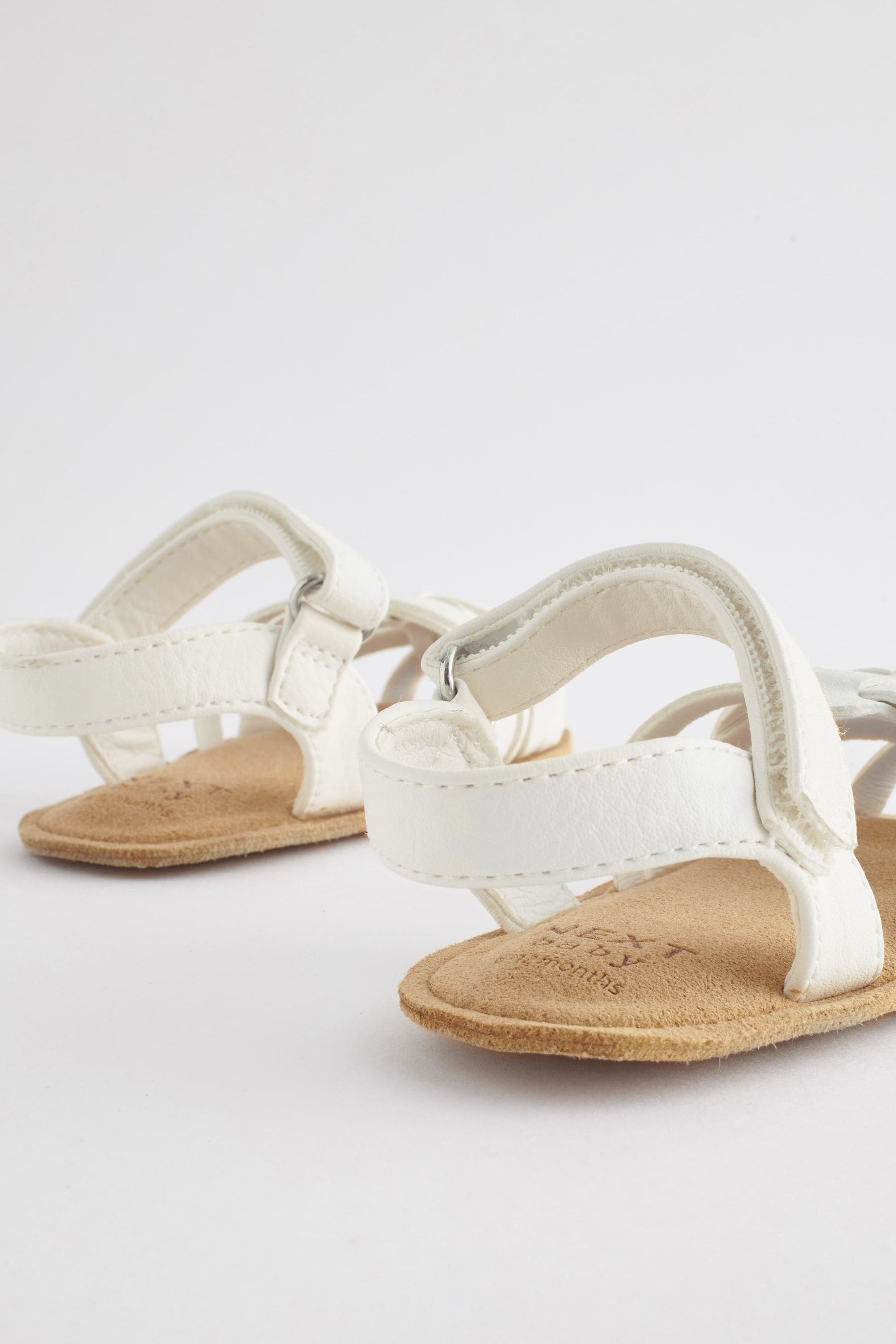 White Baby Ankle Strap Fisherman Sandals (0-18mths)