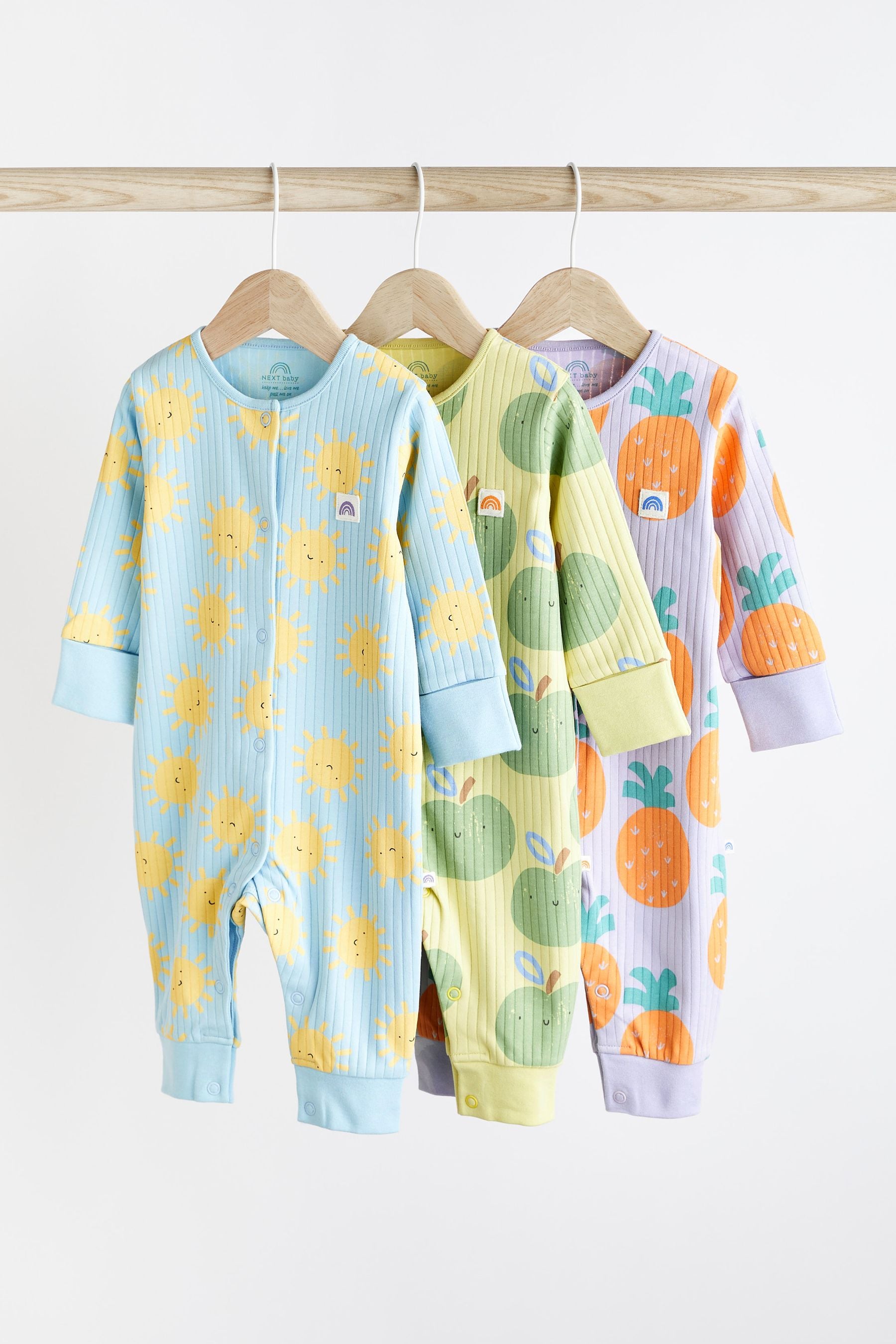 Multi Bright 3 Pack Baby Footless Sleepsuits (0-3yrs)