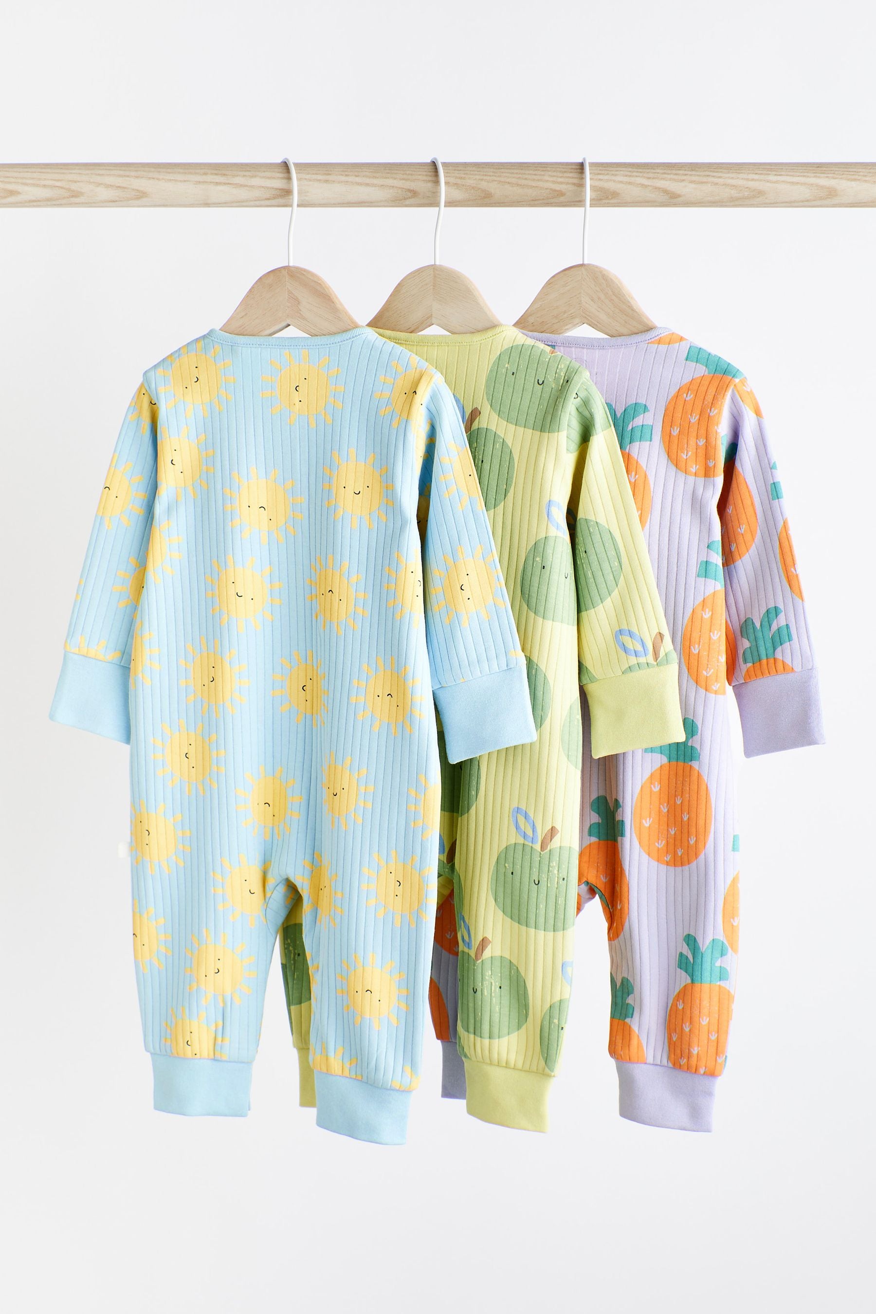 Multi Bright 3 Pack Baby Footless Sleepsuits (0-3yrs)