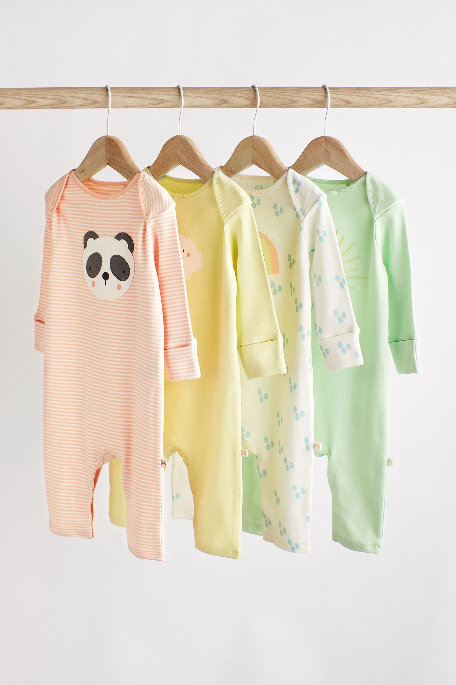 Multi Pastel Baby Sleepsuits 4 Pack (0-2yrs)