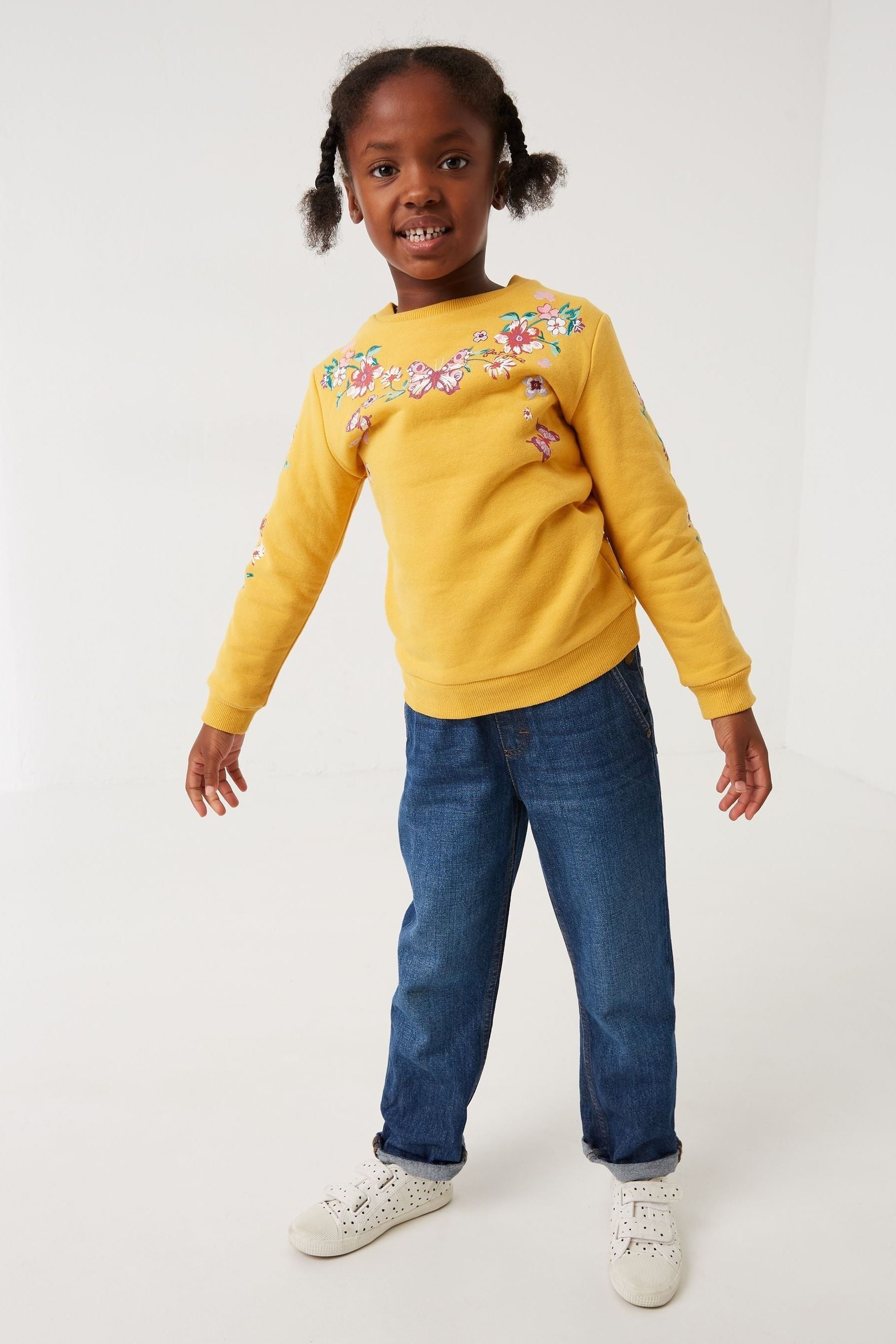 FatFace Yellow Butterfly Crew Sweatshirt