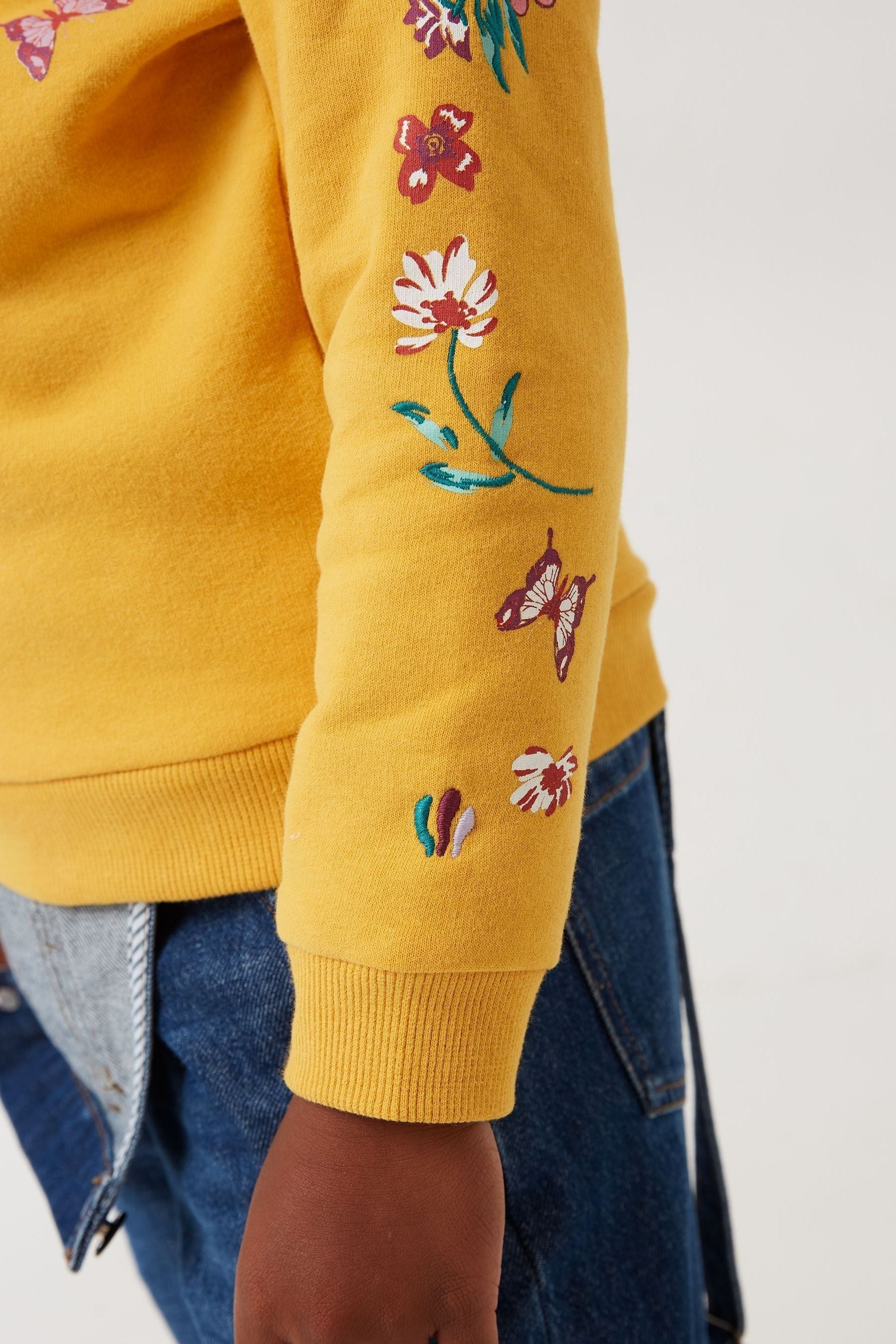 FatFace Yellow Butterfly Crew Sweatshirt