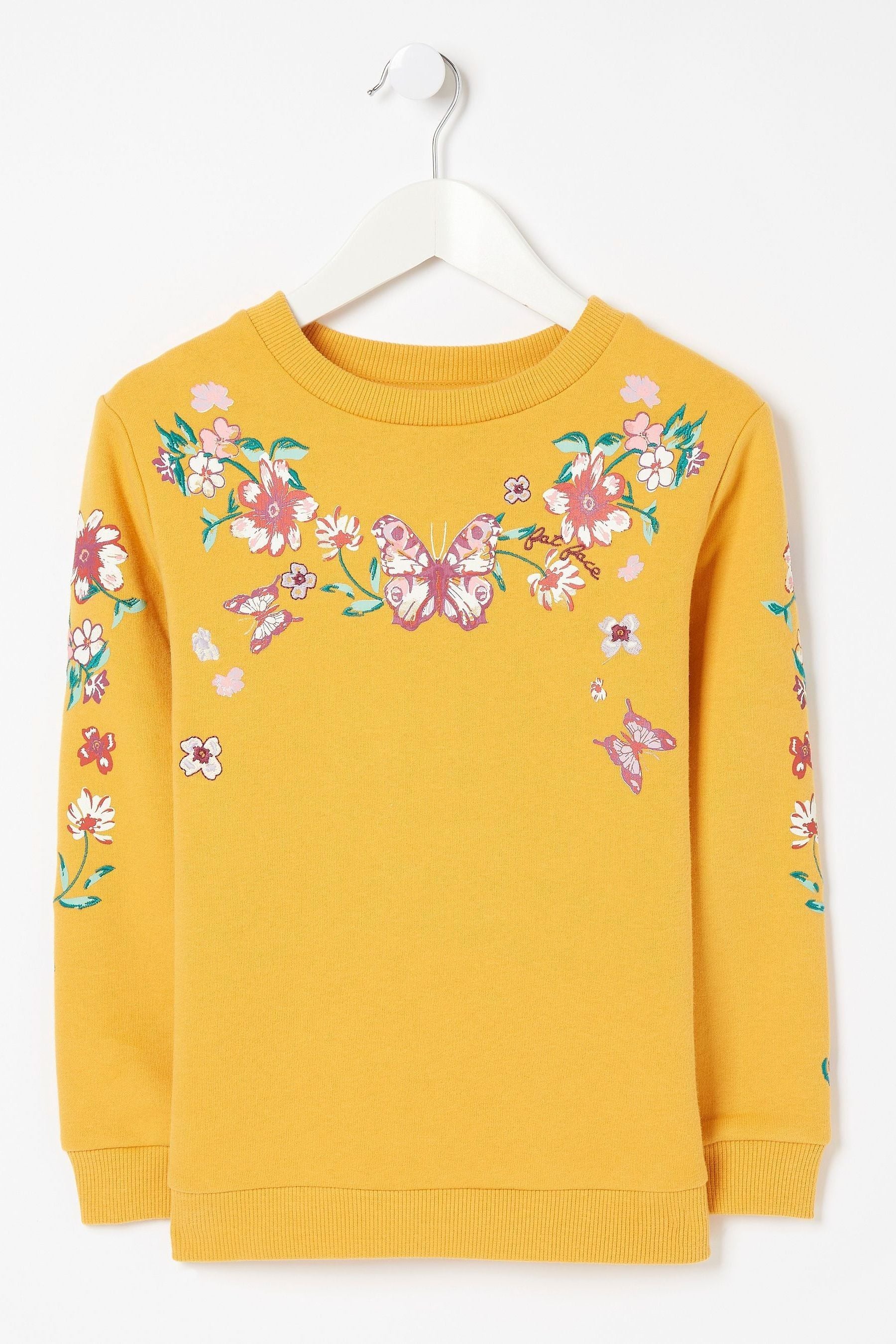 FatFace Yellow Butterfly Crew Sweatshirt