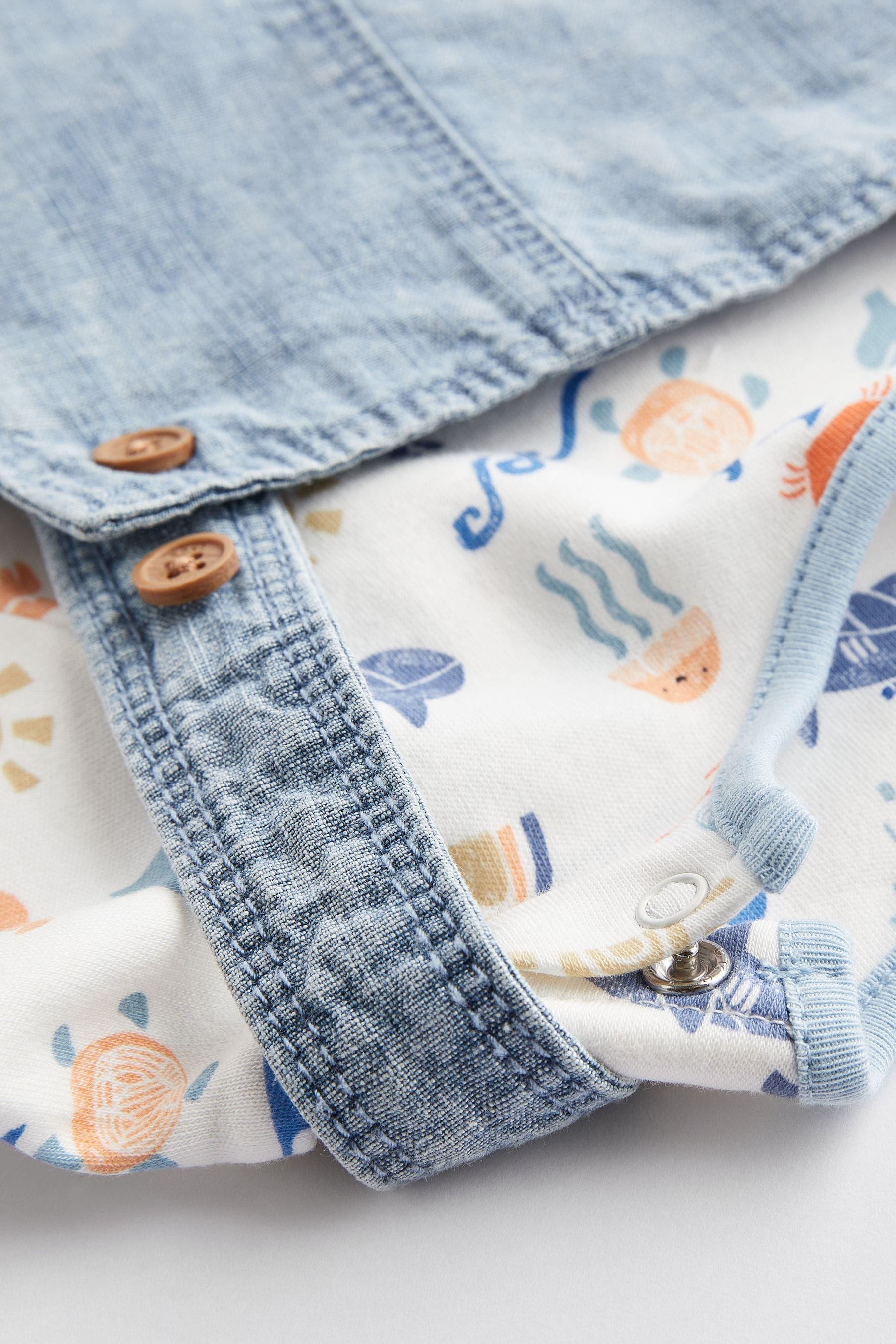 Denim Blue Baby Character Dungarees And Bodysuit 2 Piece Set (0mths-2yrs)