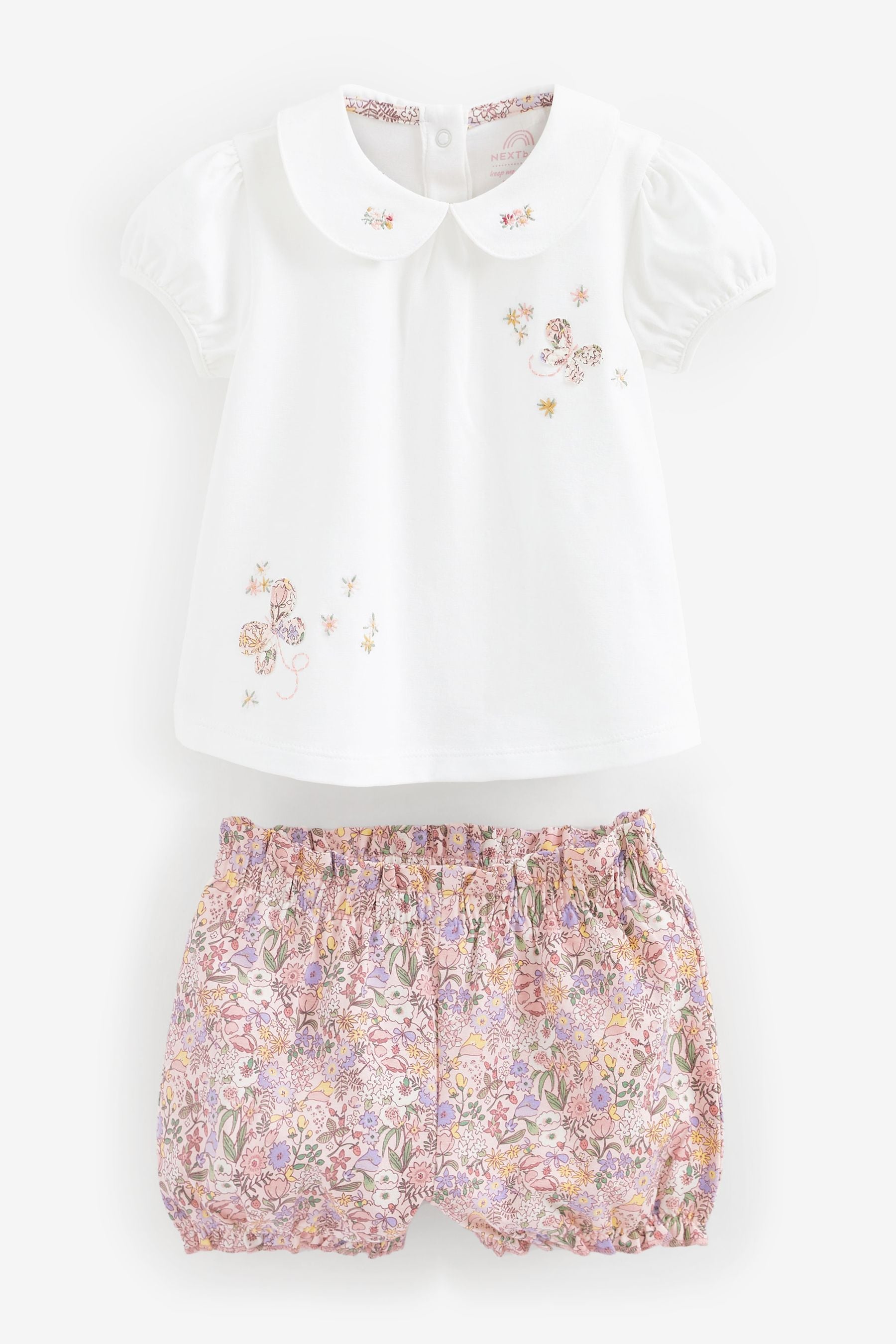 Pale Pink 2 Piece Baby T-Shirt And Shorts Set