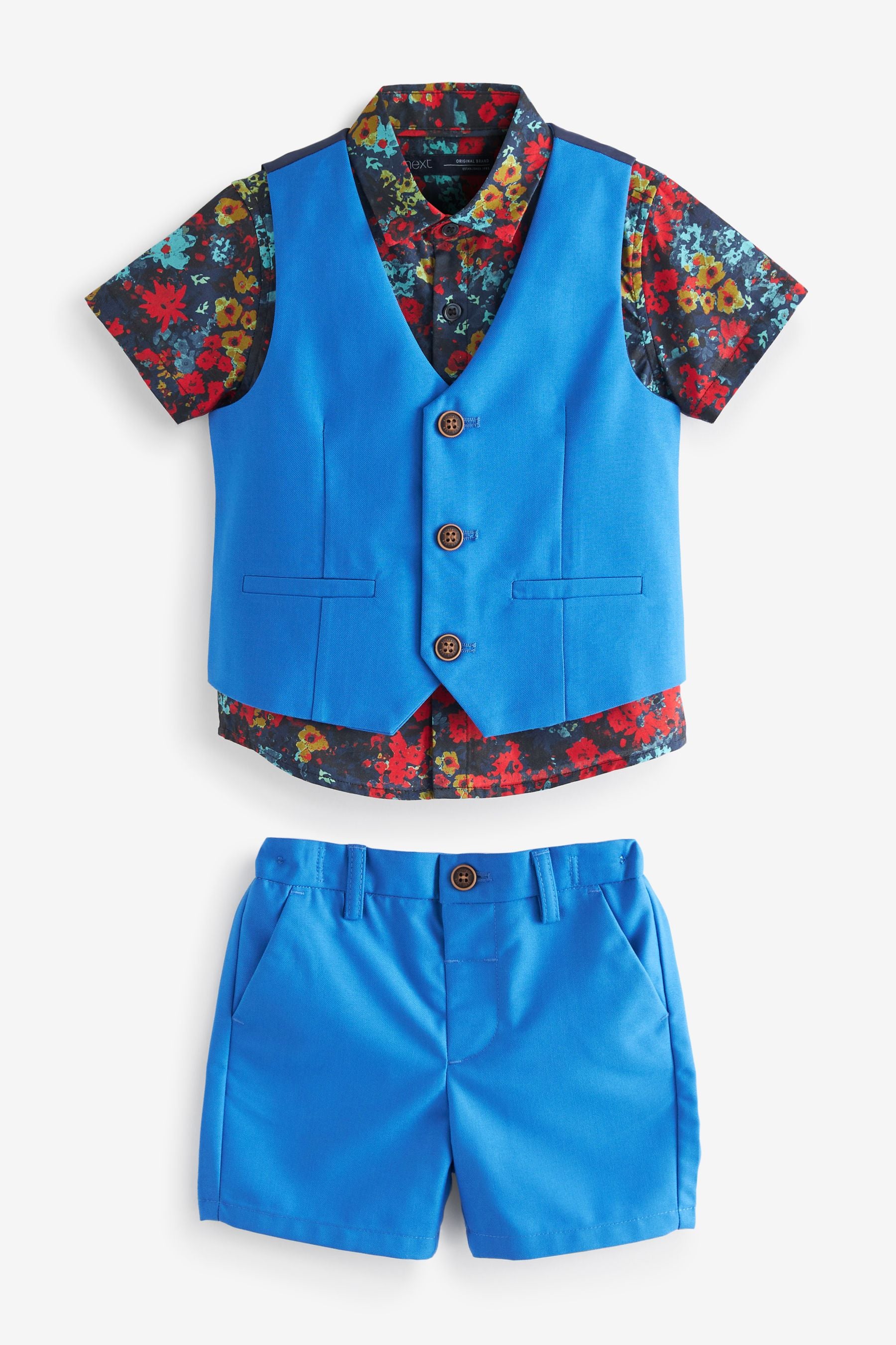 Cobalt Blue Waistcoat, Shirt, Shorts & Bow Tie Set (3mths-9yrs)