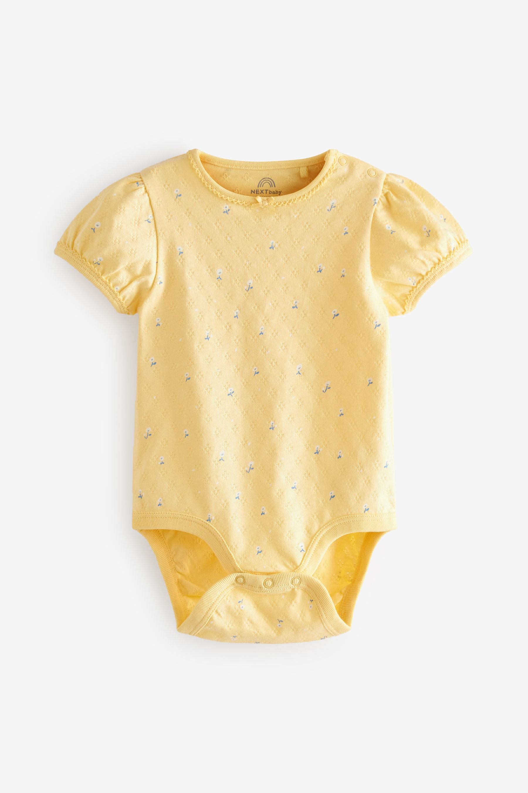 Yellow/Blue Baby Short Sleeve Bodysuits 4 Pack