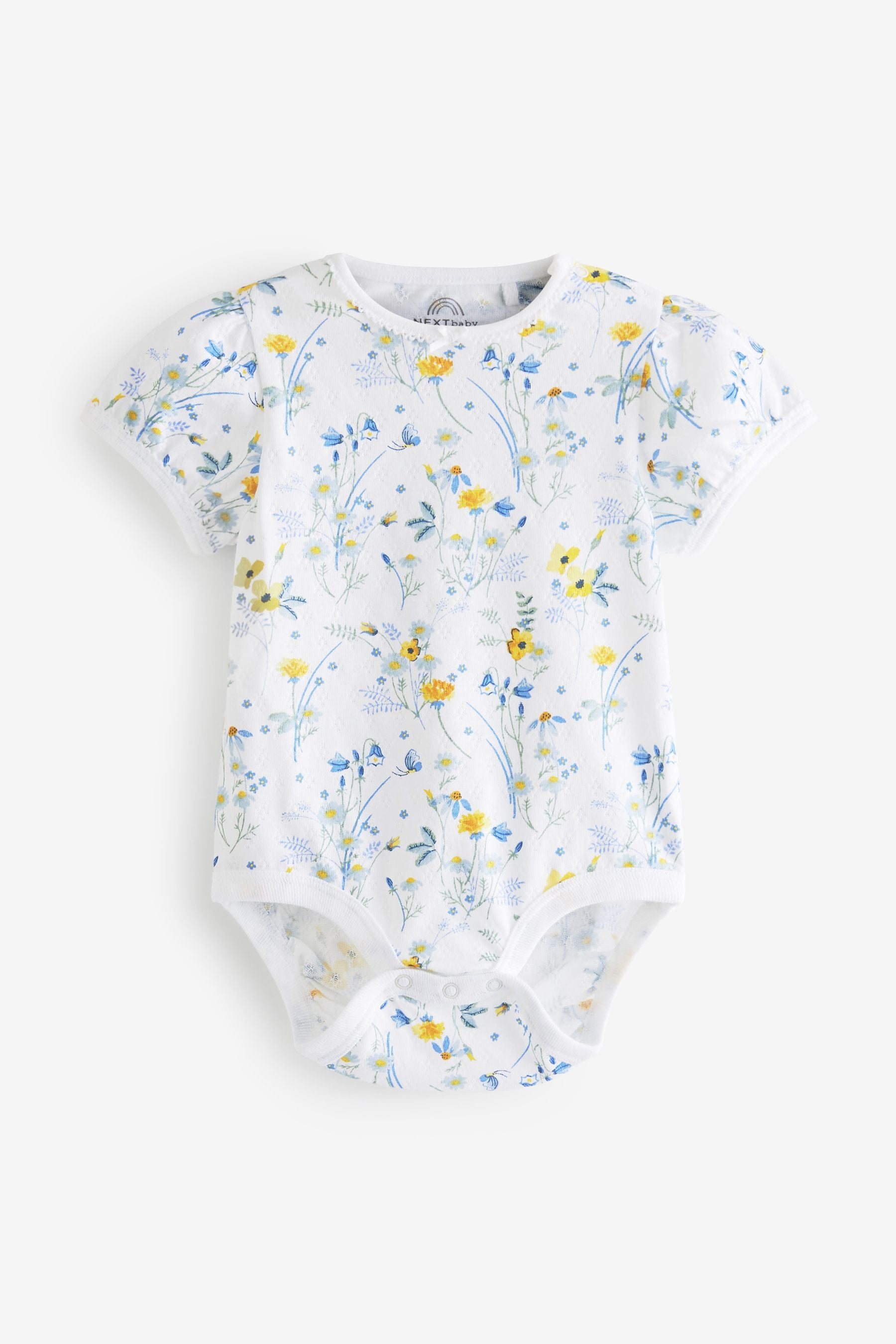 Yellow/Blue Baby Short Sleeve Bodysuits 4 Pack