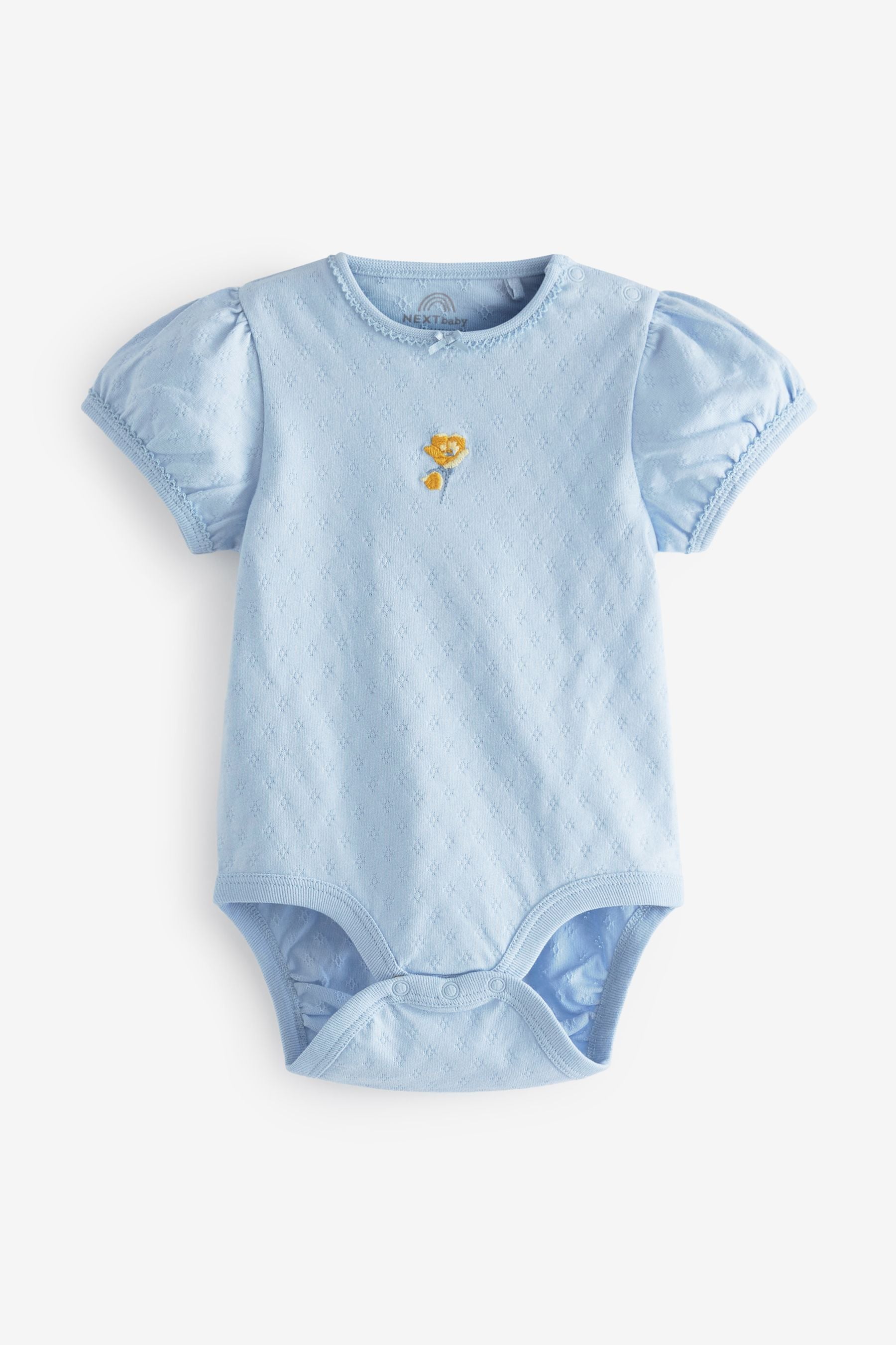 Yellow/Blue Baby Short Sleeve Bodysuits 4 Pack