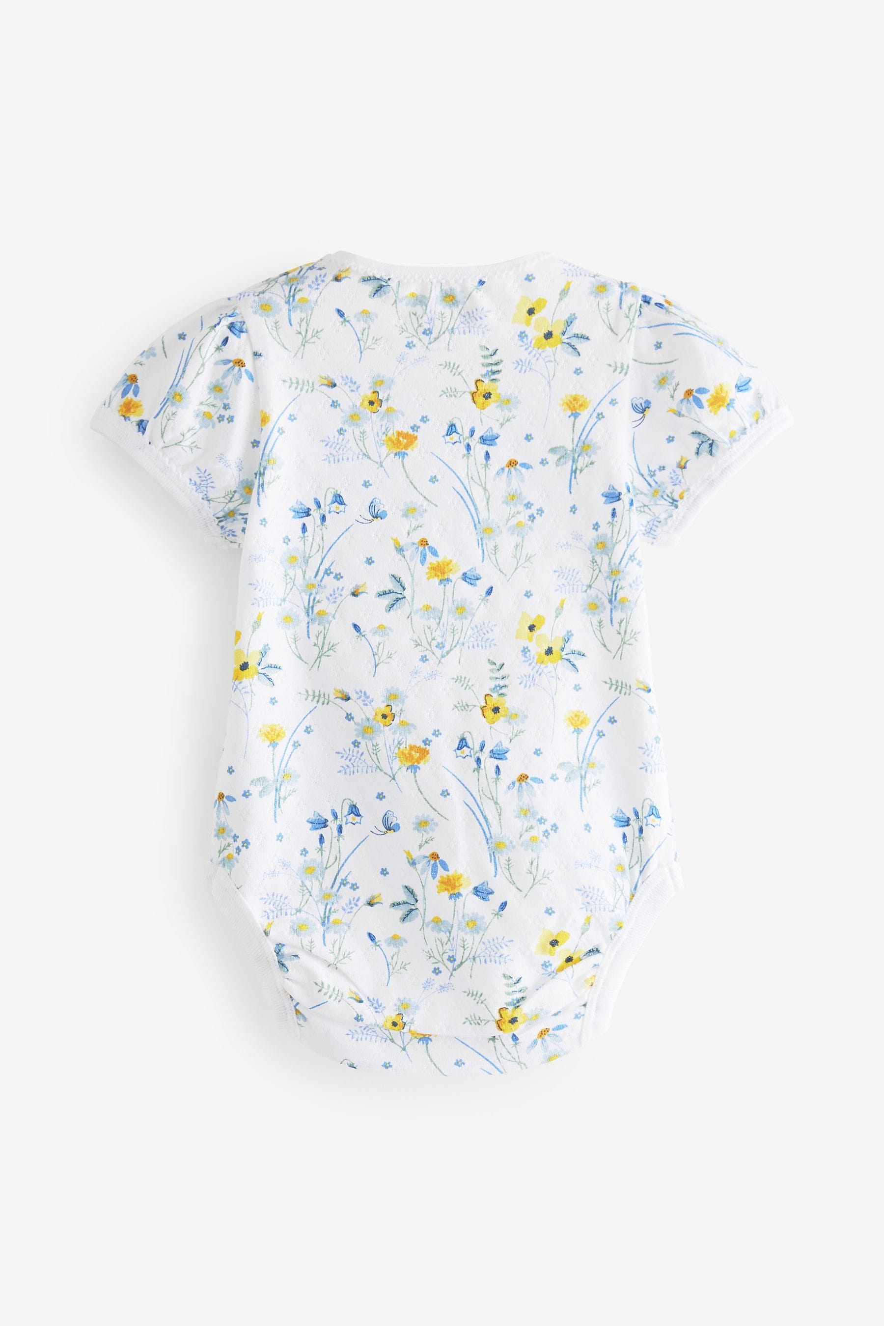 Yellow/Blue Baby Short Sleeve Bodysuits 4 Pack