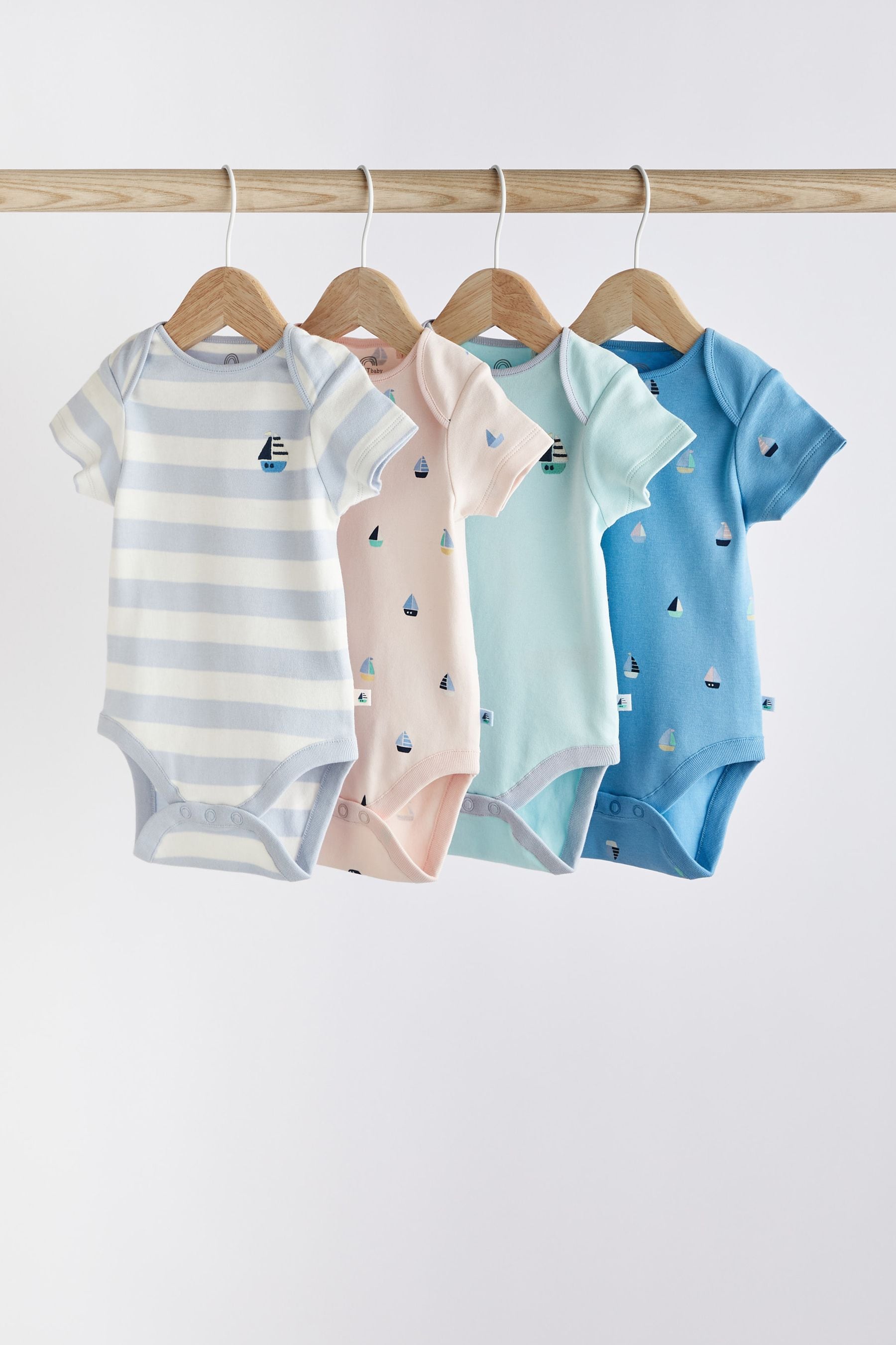 Multi Baby Short Sleeve Bodysuits 4 Pack