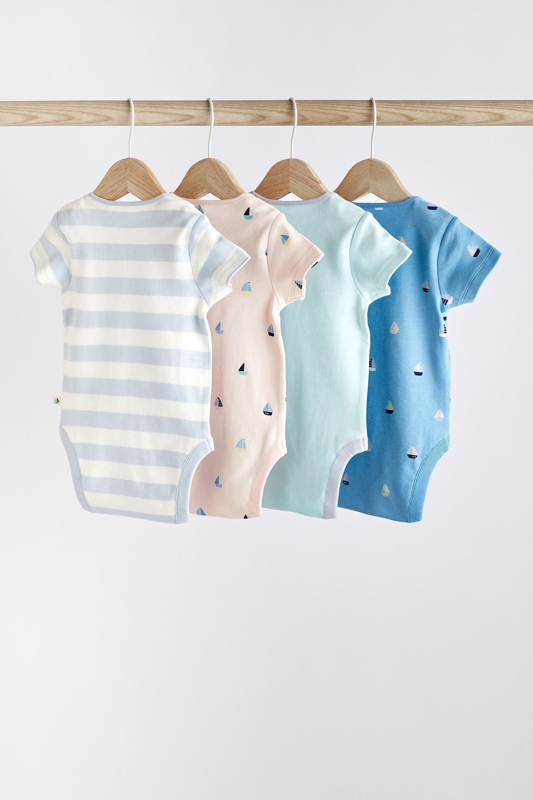 Multi Baby Short Sleeve Bodysuits 4 Pack