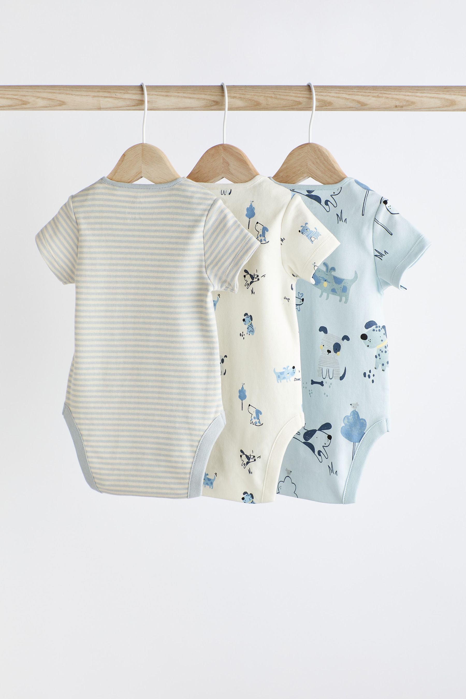 Blue Baby Short Sleeve Bodysuits 3 Pack