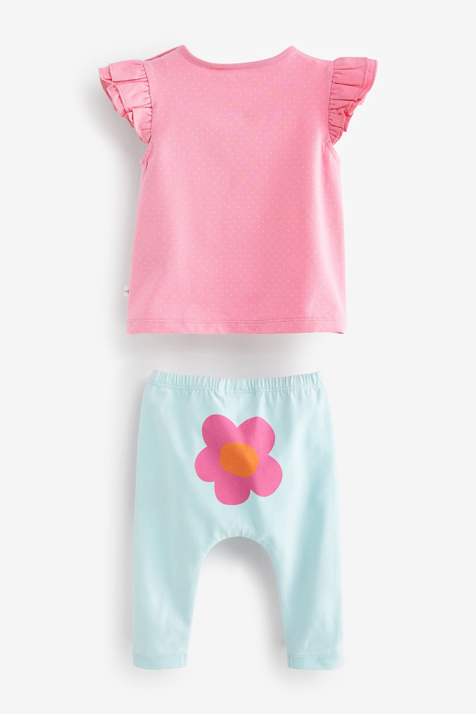 Pink/Blue Character Baby Woven T-Shirt And Leggings Set 2 Piece