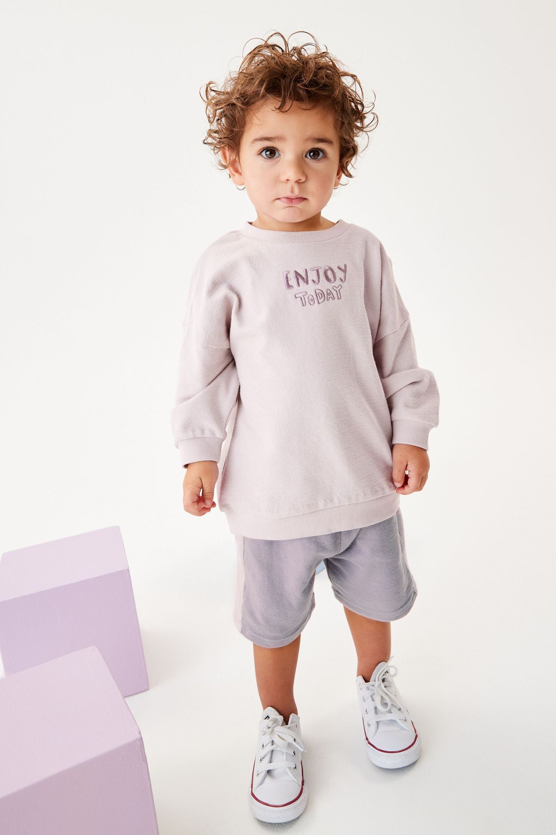 Lilac Purple Long Sleeve Top and Shorts Set (3mths-7yrs)