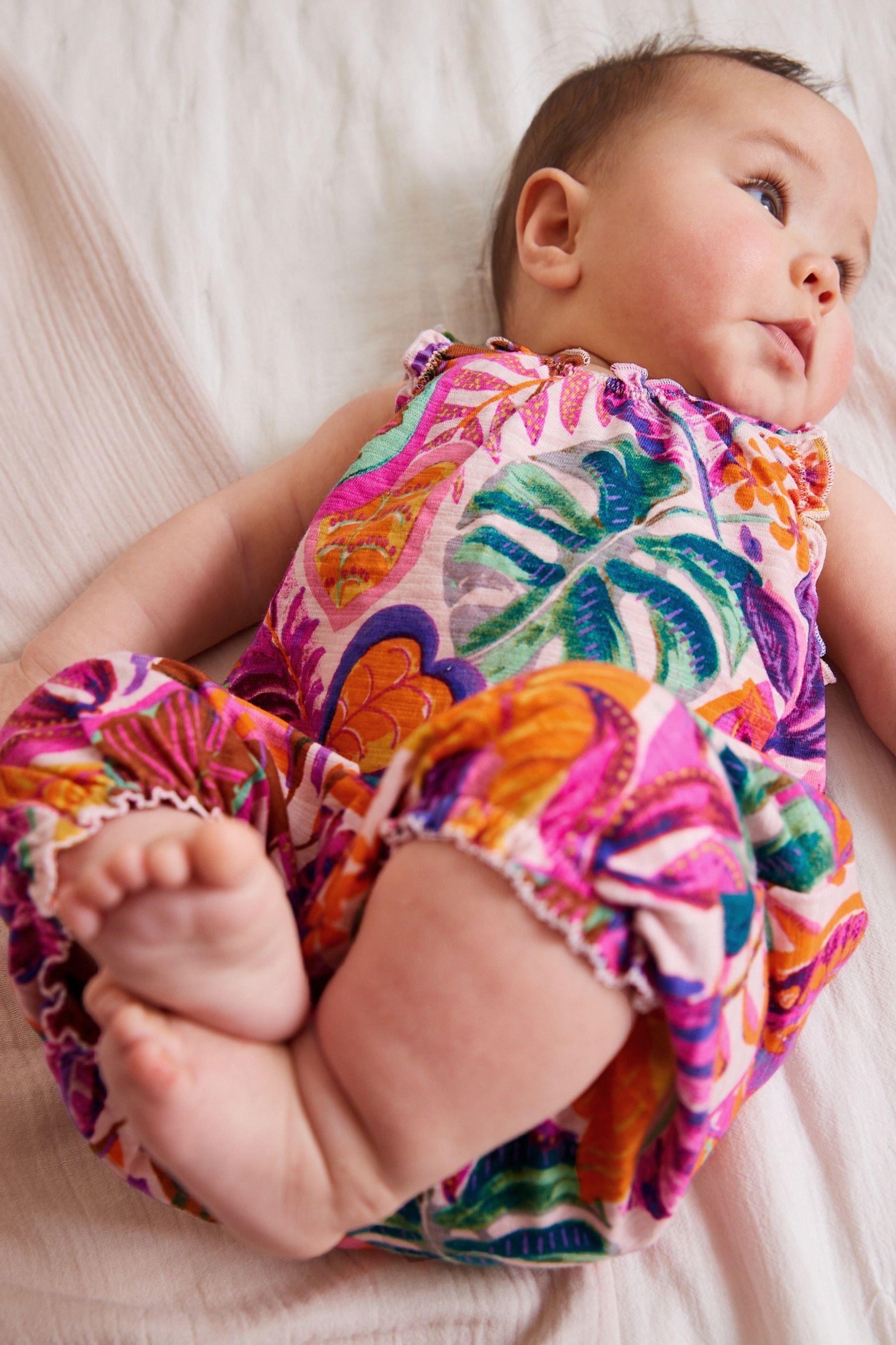 Pink Tropical Baby Jersey Romper