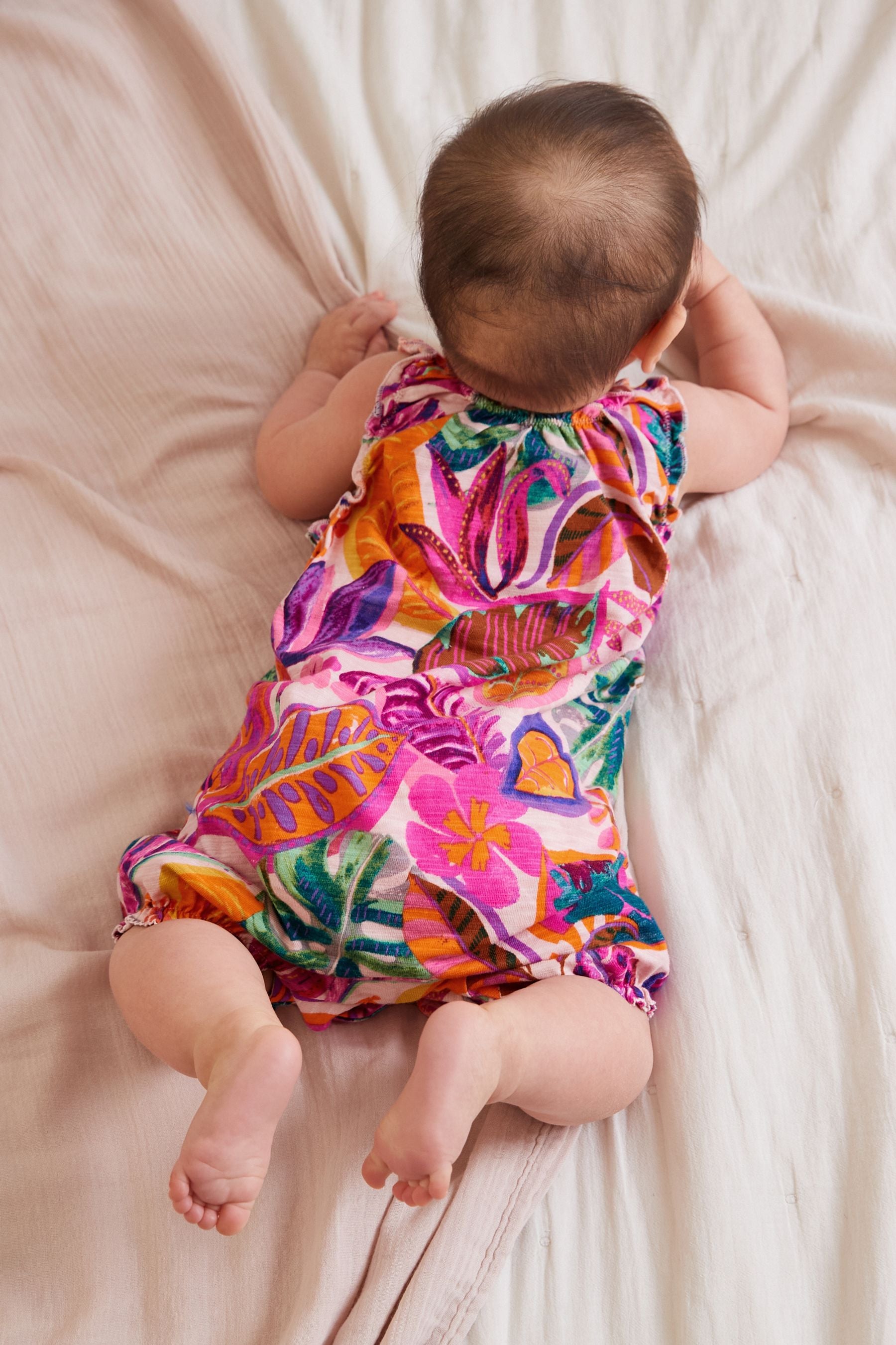 Pink Tropical Baby Jersey Romper