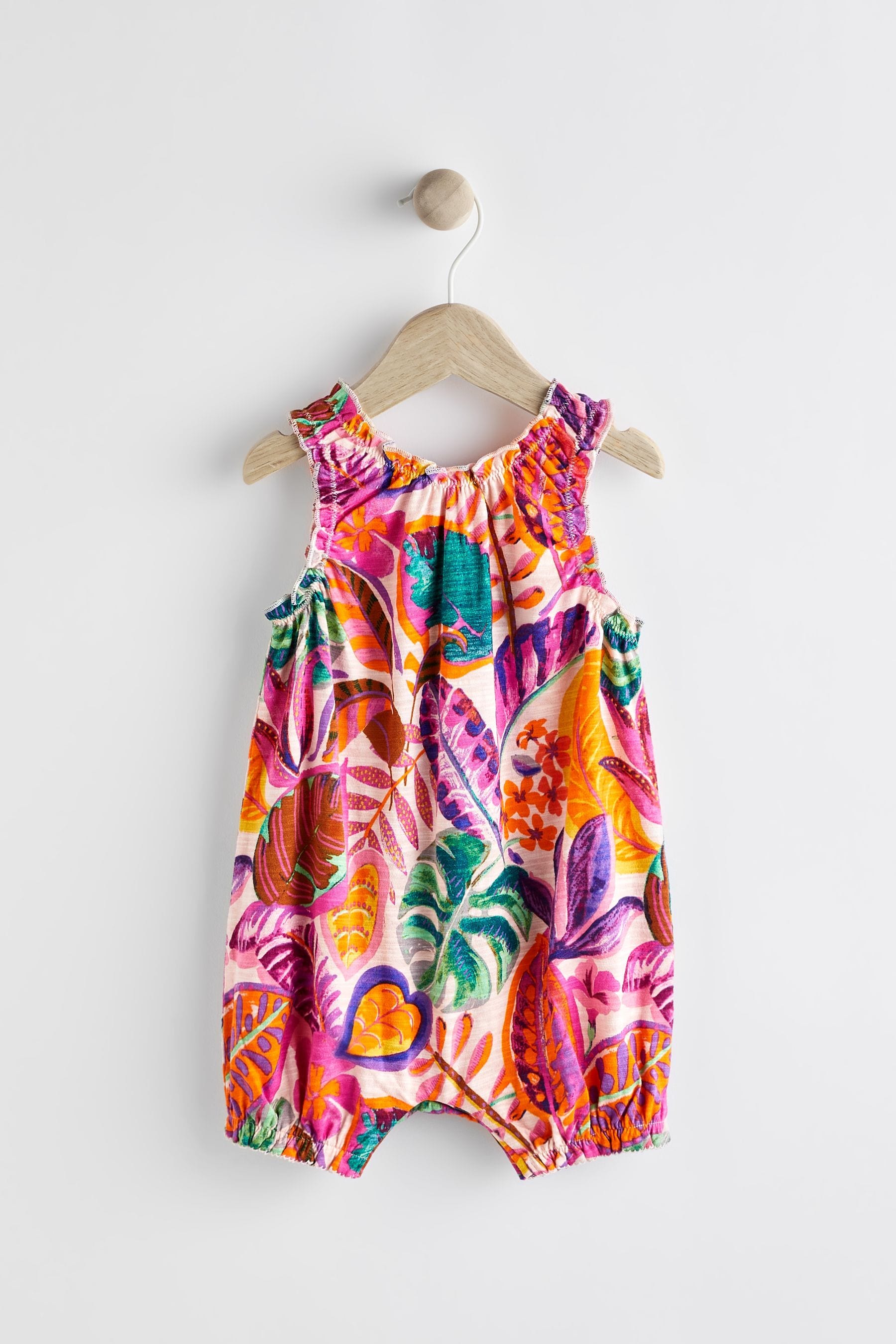 Pink Tropical Baby Jersey Romper