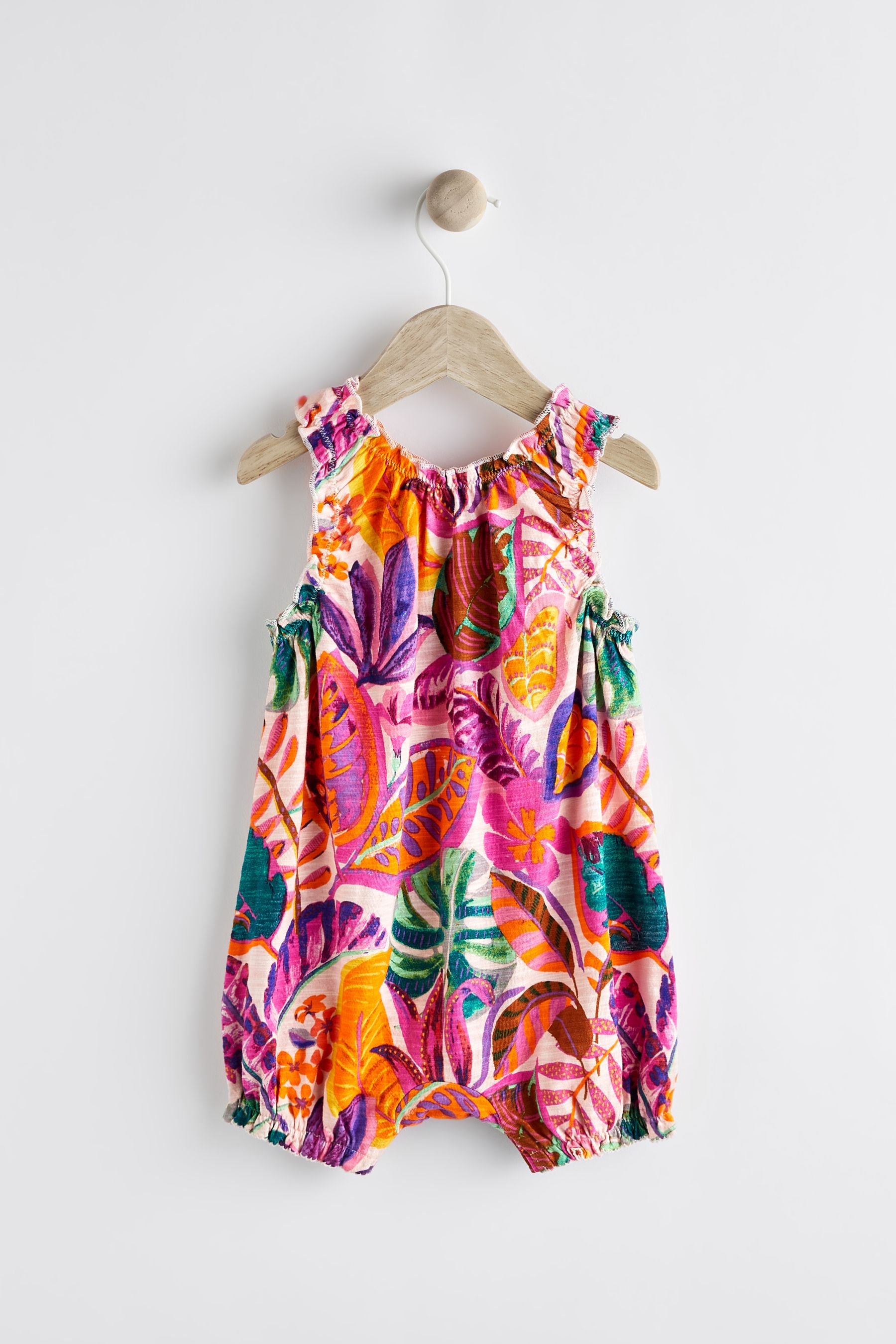 Pink Tropical Baby Jersey Romper