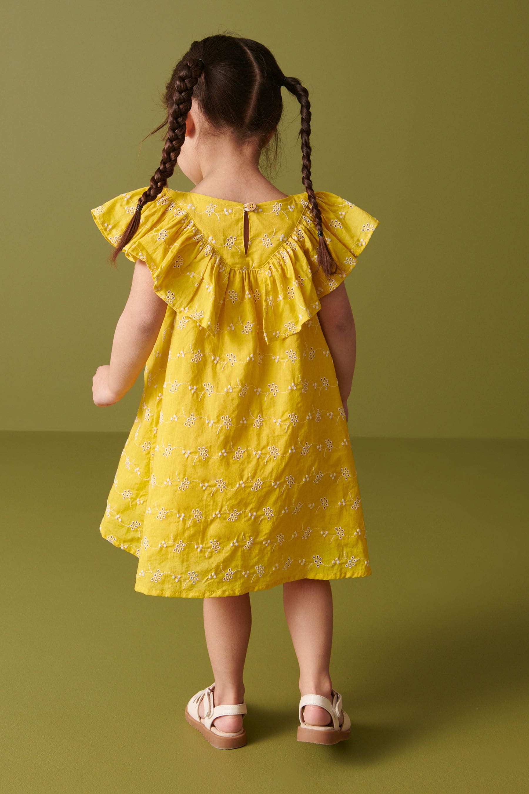 Yellow Broderie Cotton Ruffle Dress (3mths-8yrs)