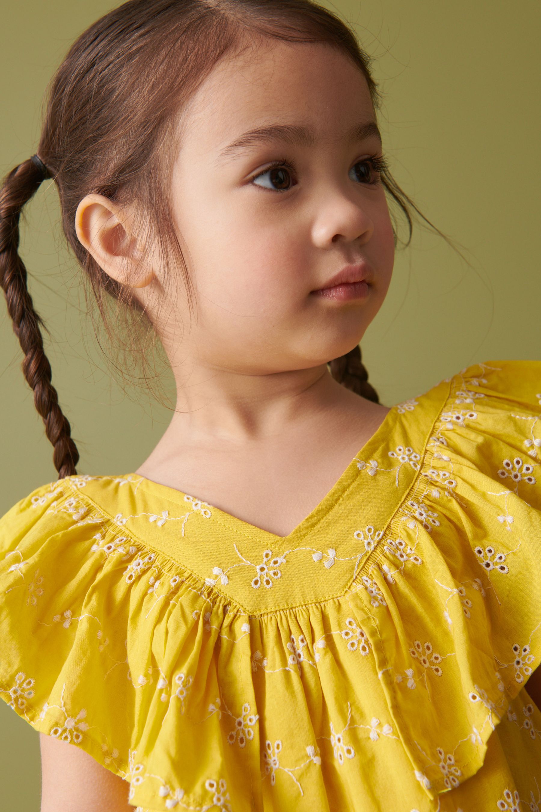 Yellow Broderie Cotton Ruffle Dress (3mths-8yrs)