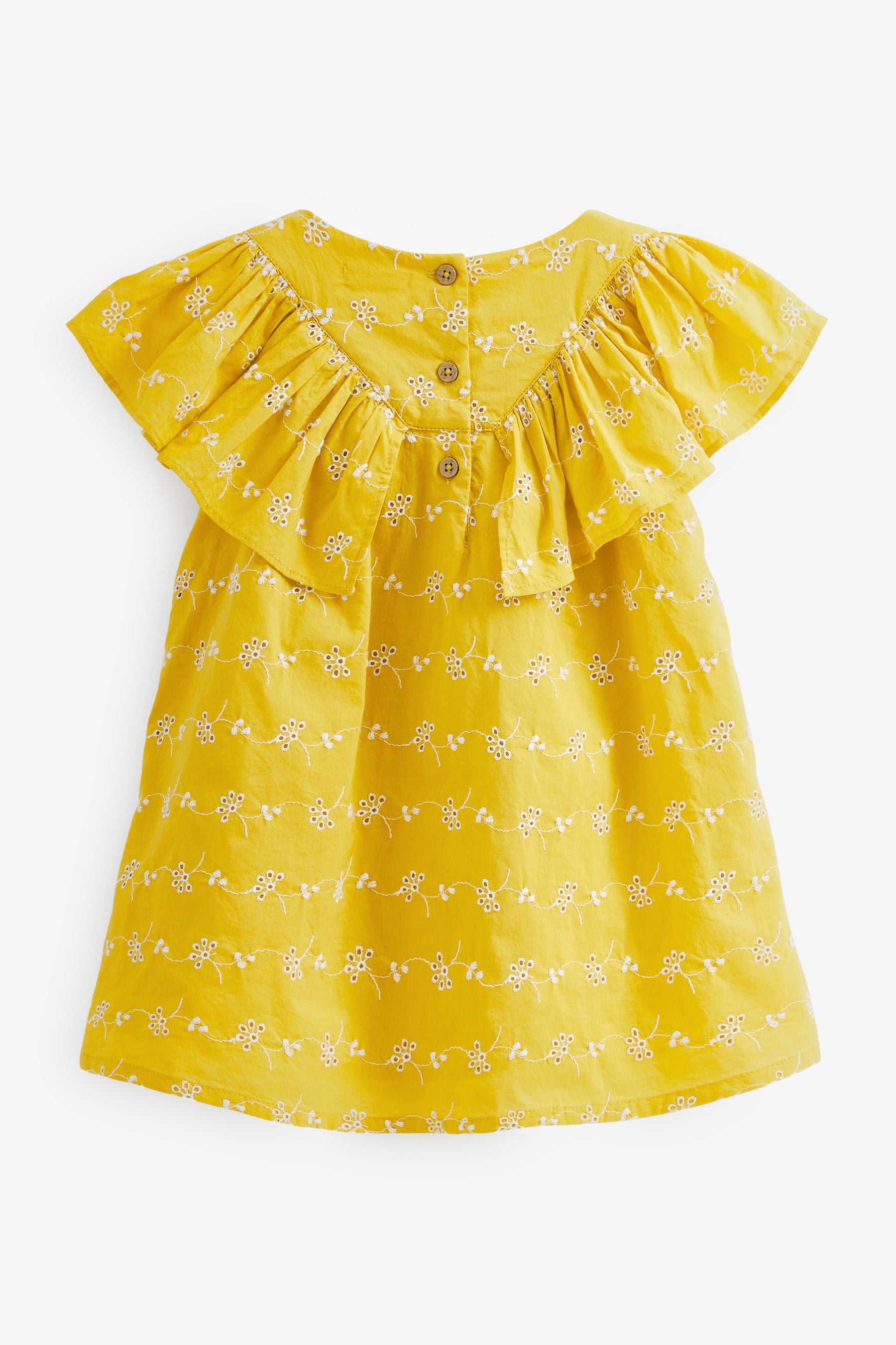 Yellow Broderie Cotton Ruffle Dress (3mths-8yrs)