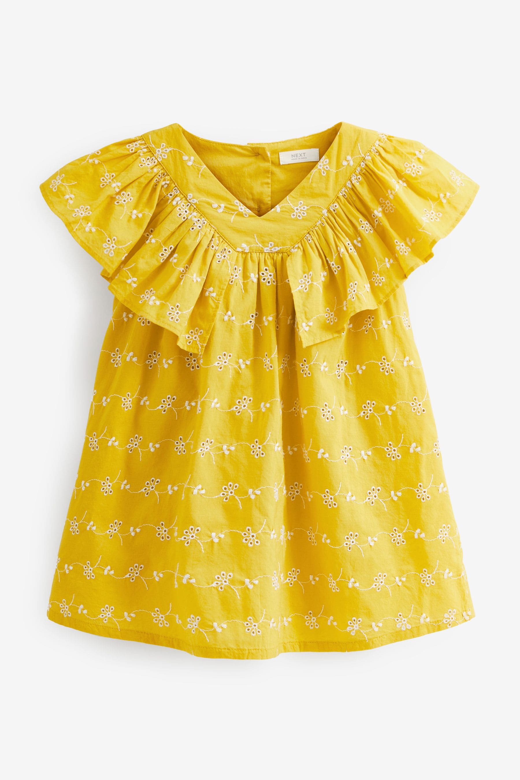 Yellow Broderie Cotton Ruffle Dress (3mths-8yrs)