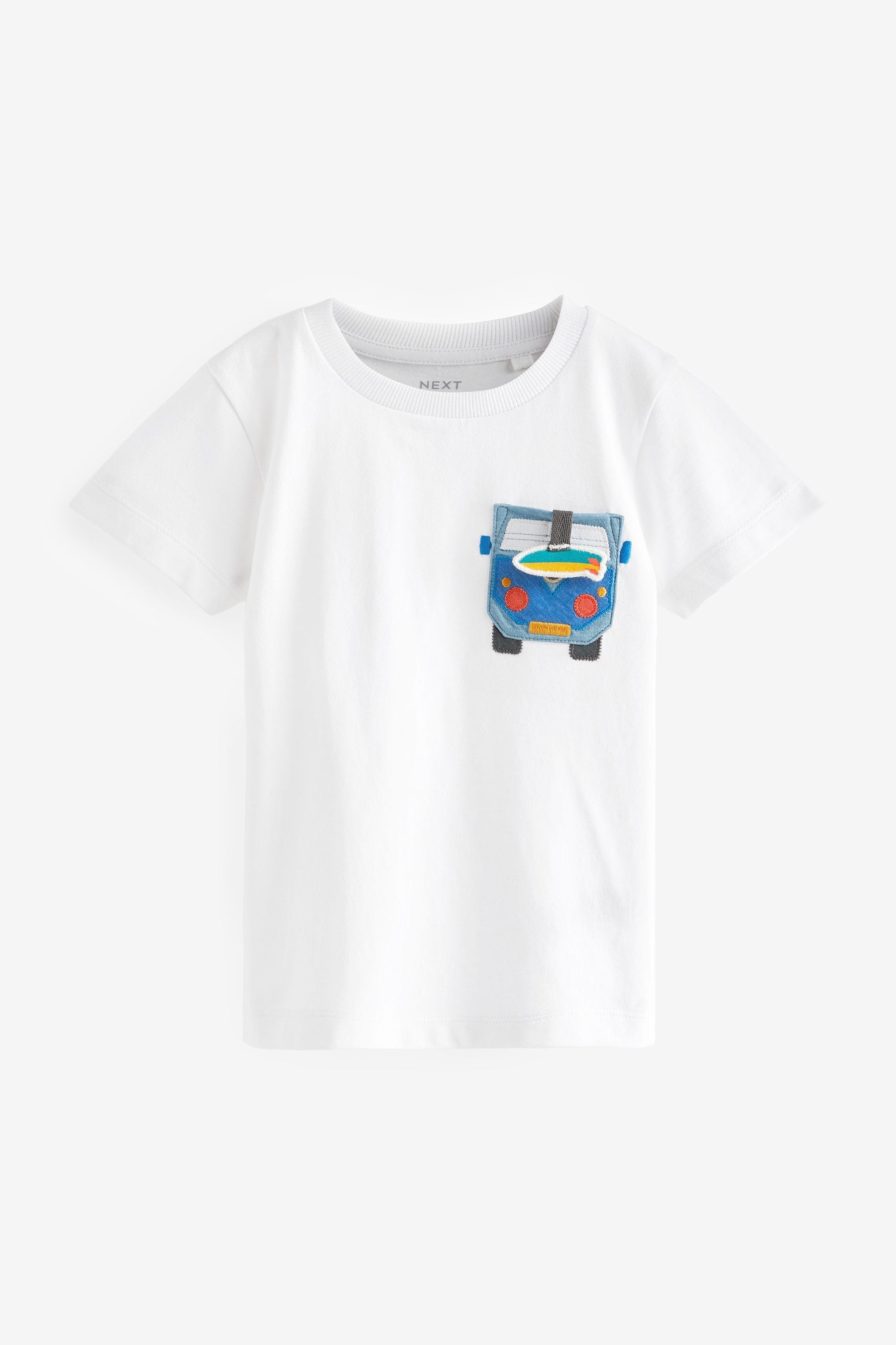 White Campervan Pocket T-Shirt (3mths-7yrs)