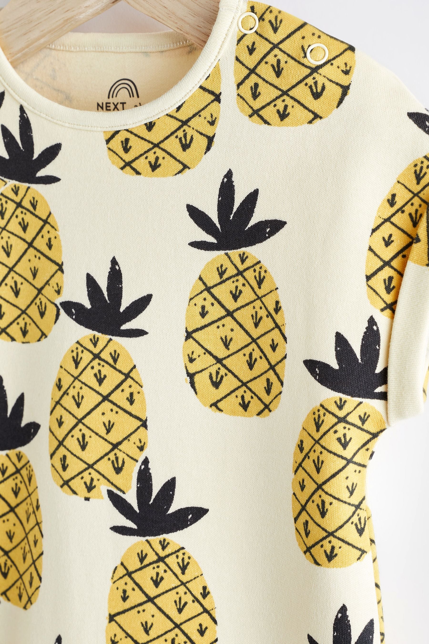 Ochre Yellow Pineapple Baby Single Jersey Romper (0mths-3yrs)