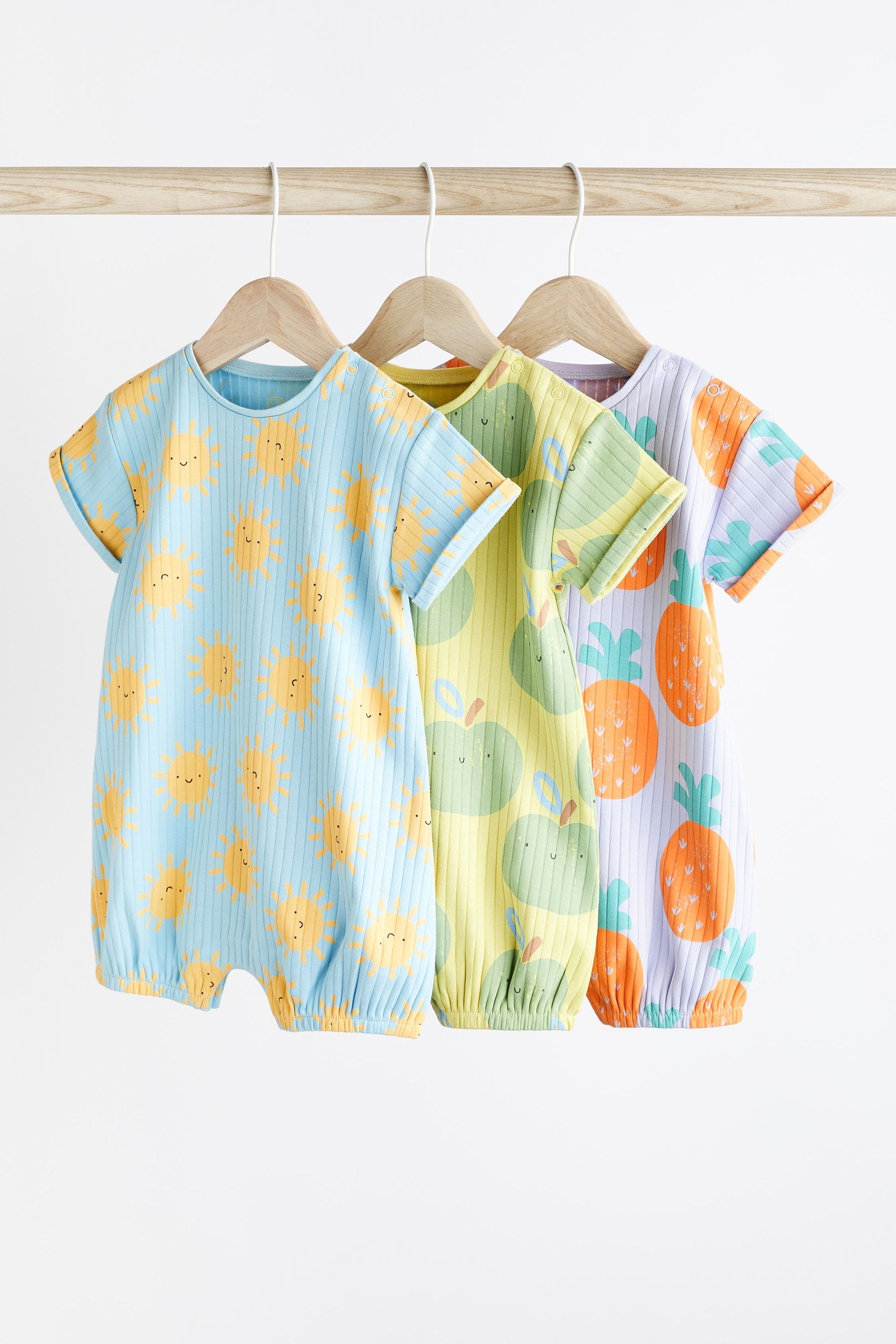 Multi Pastel Baby Romper 3 Pack (0mths-3yrs)