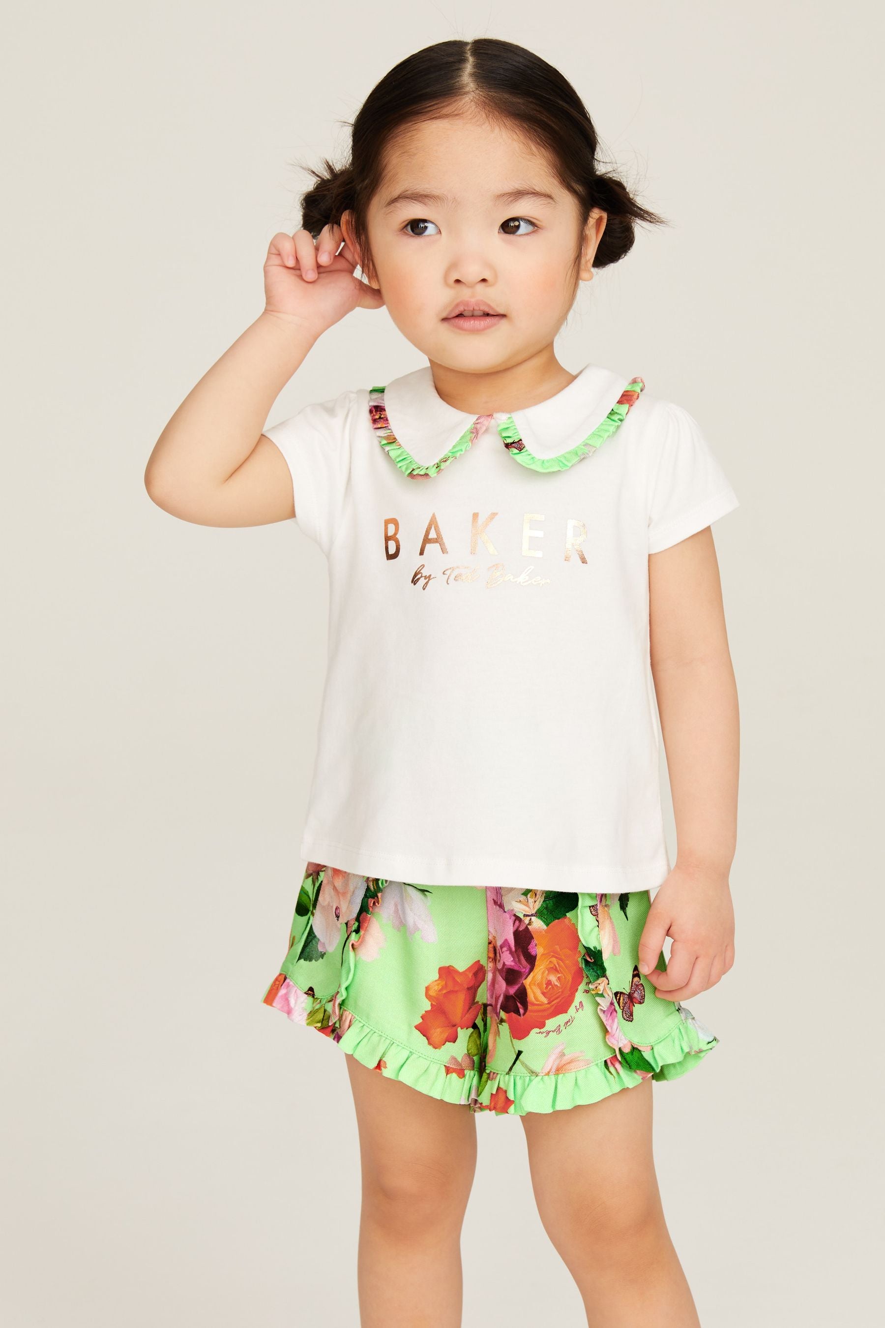 Green Baker by Ted Baker Green Short and Collar T-Shirt Set