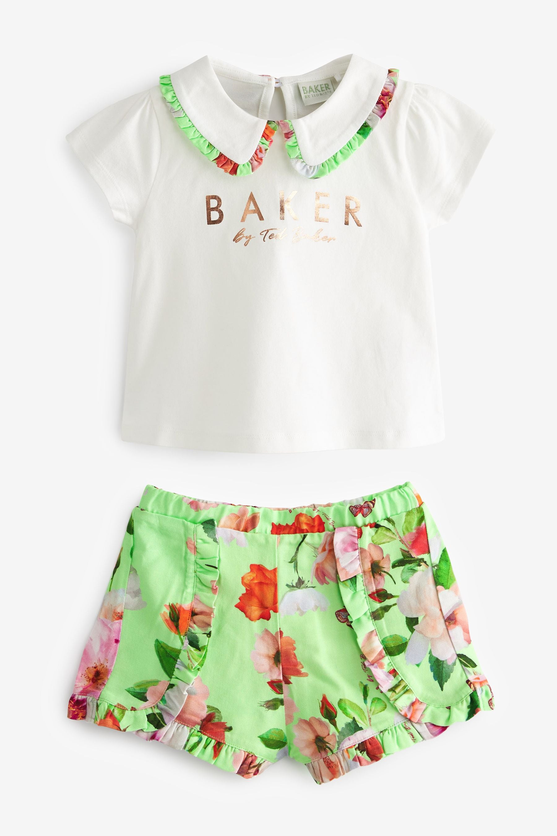 Green Baker by Ted Baker Green Short and Collar T-Shirt Set