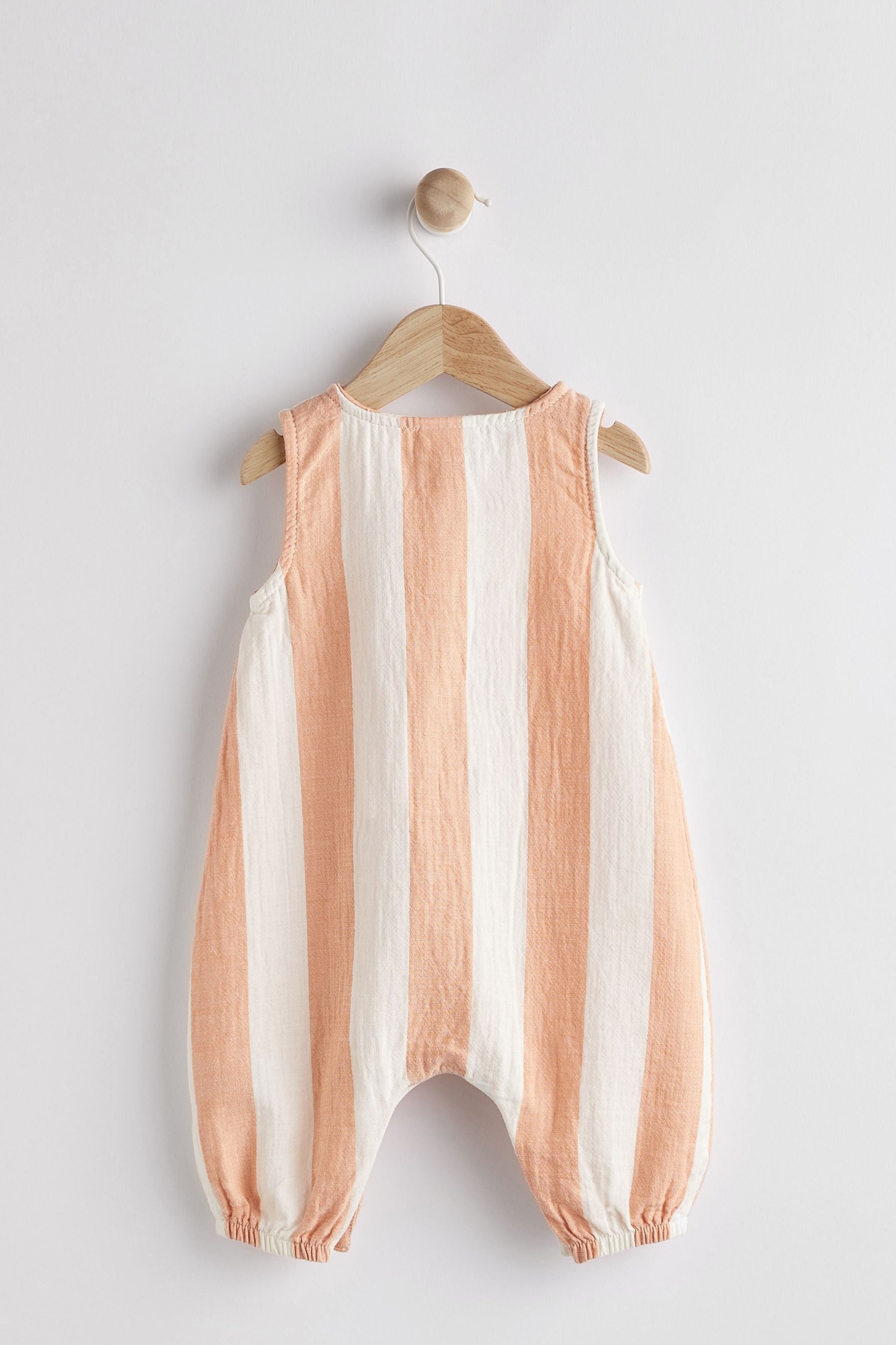 Peach Pink Stripe Toweling Baby Playsuit (0mths-3yrs)