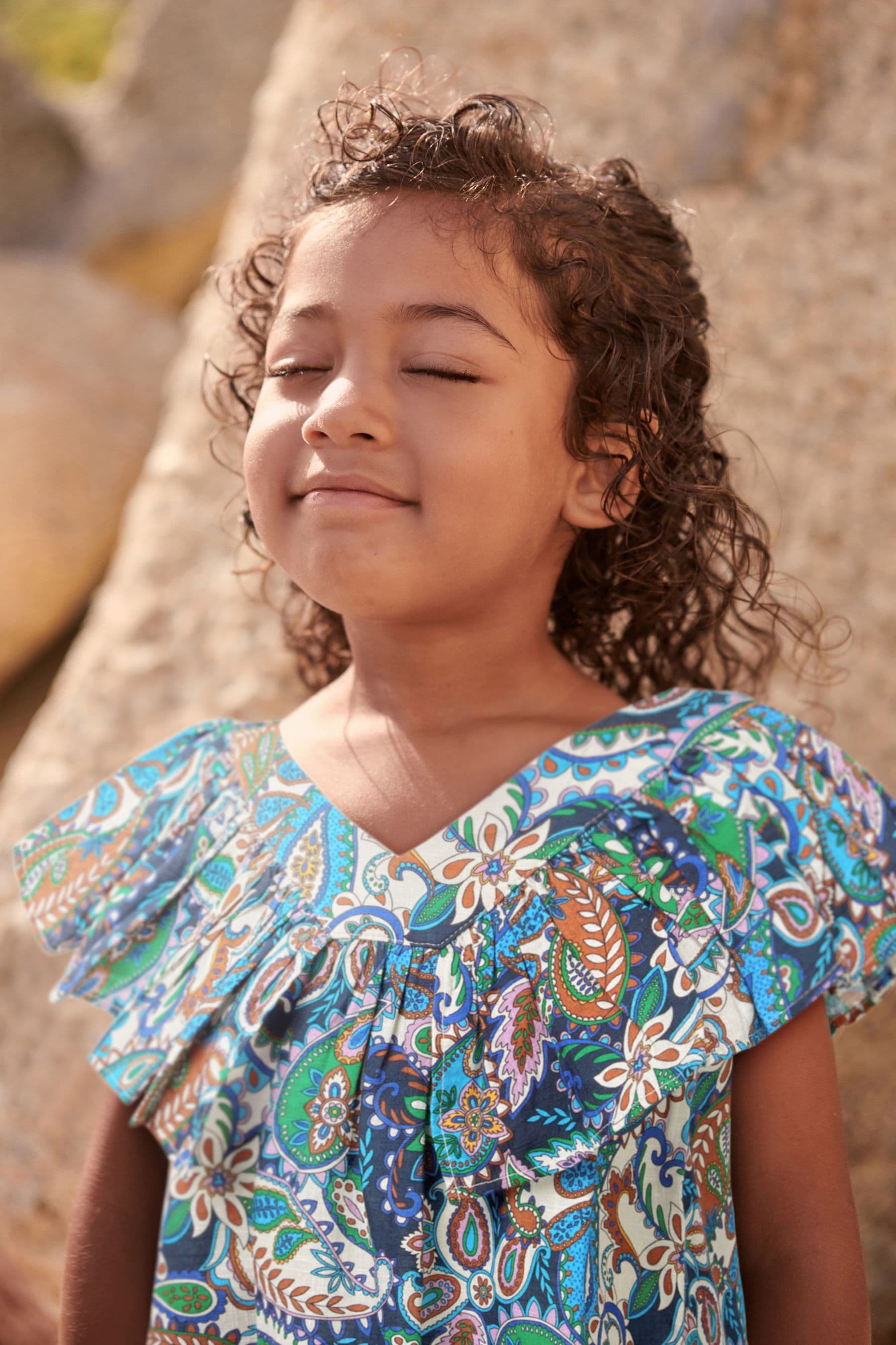 Blue Paisley Cotton Ruffle Dress (3mths-8yrs)