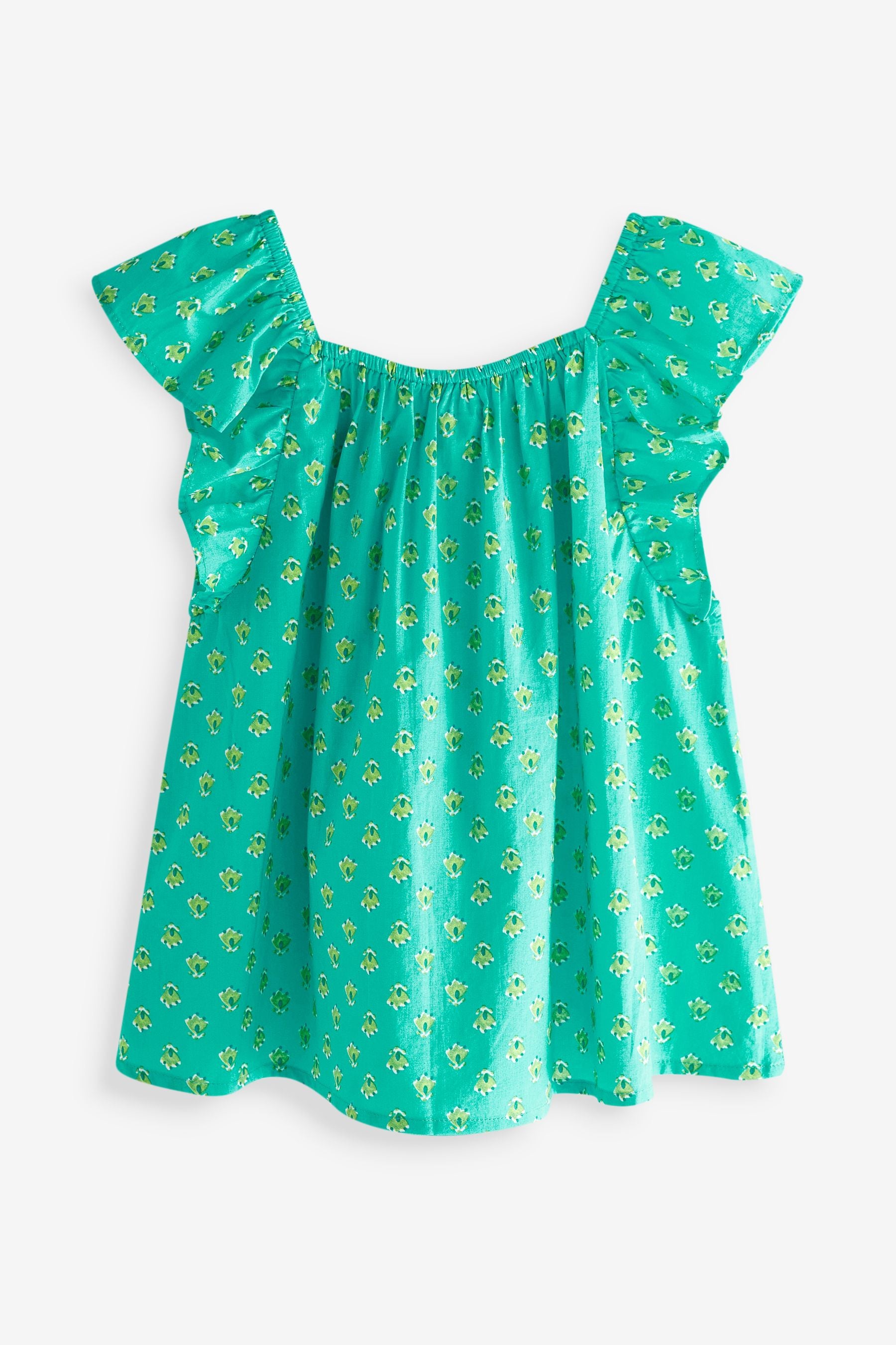 Green Printed Cotton Frill Dress (3mths-8yrs)