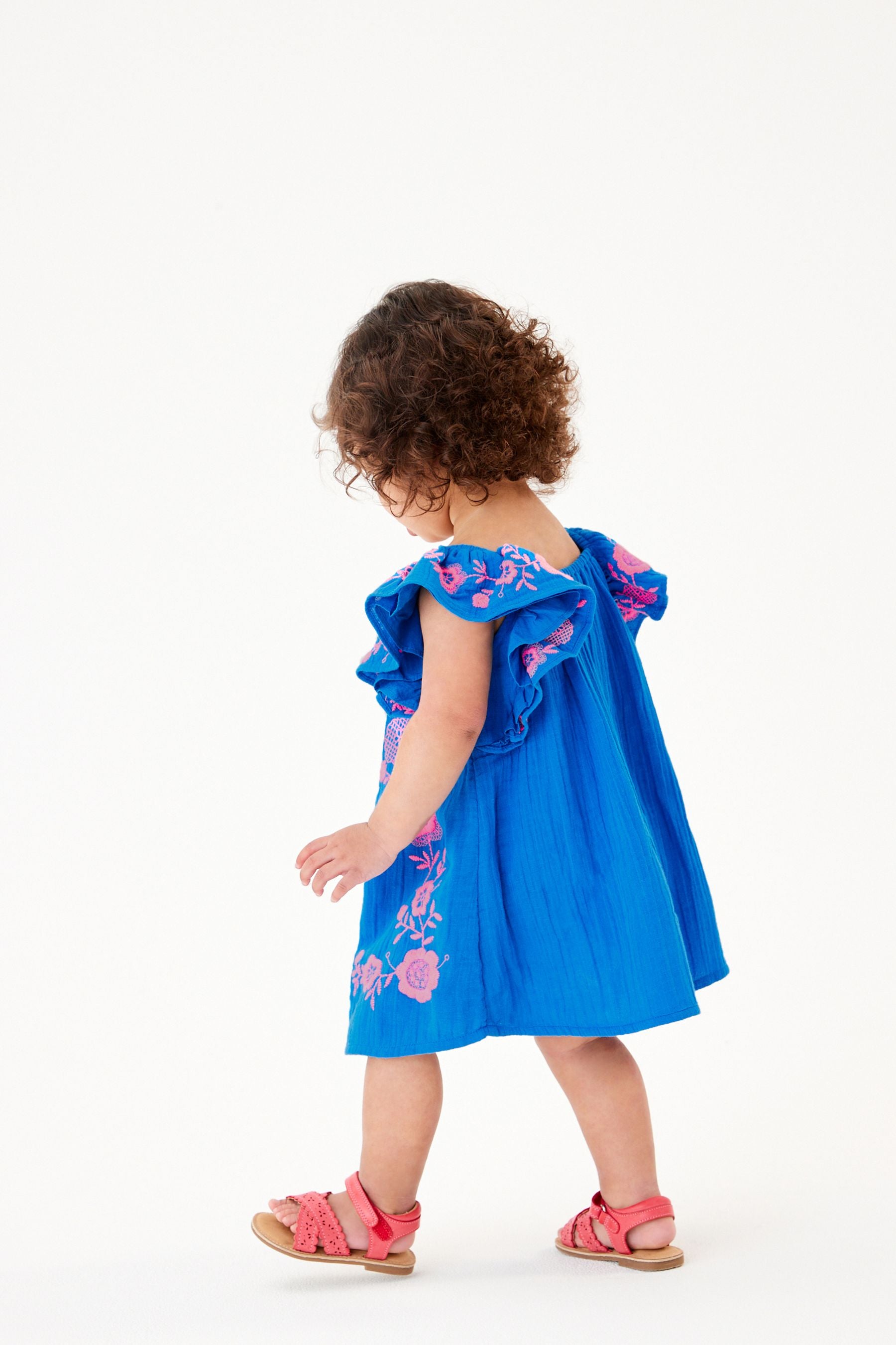 Blue/Pink Embroidered Kaftan Dress (3mths-8yrs)