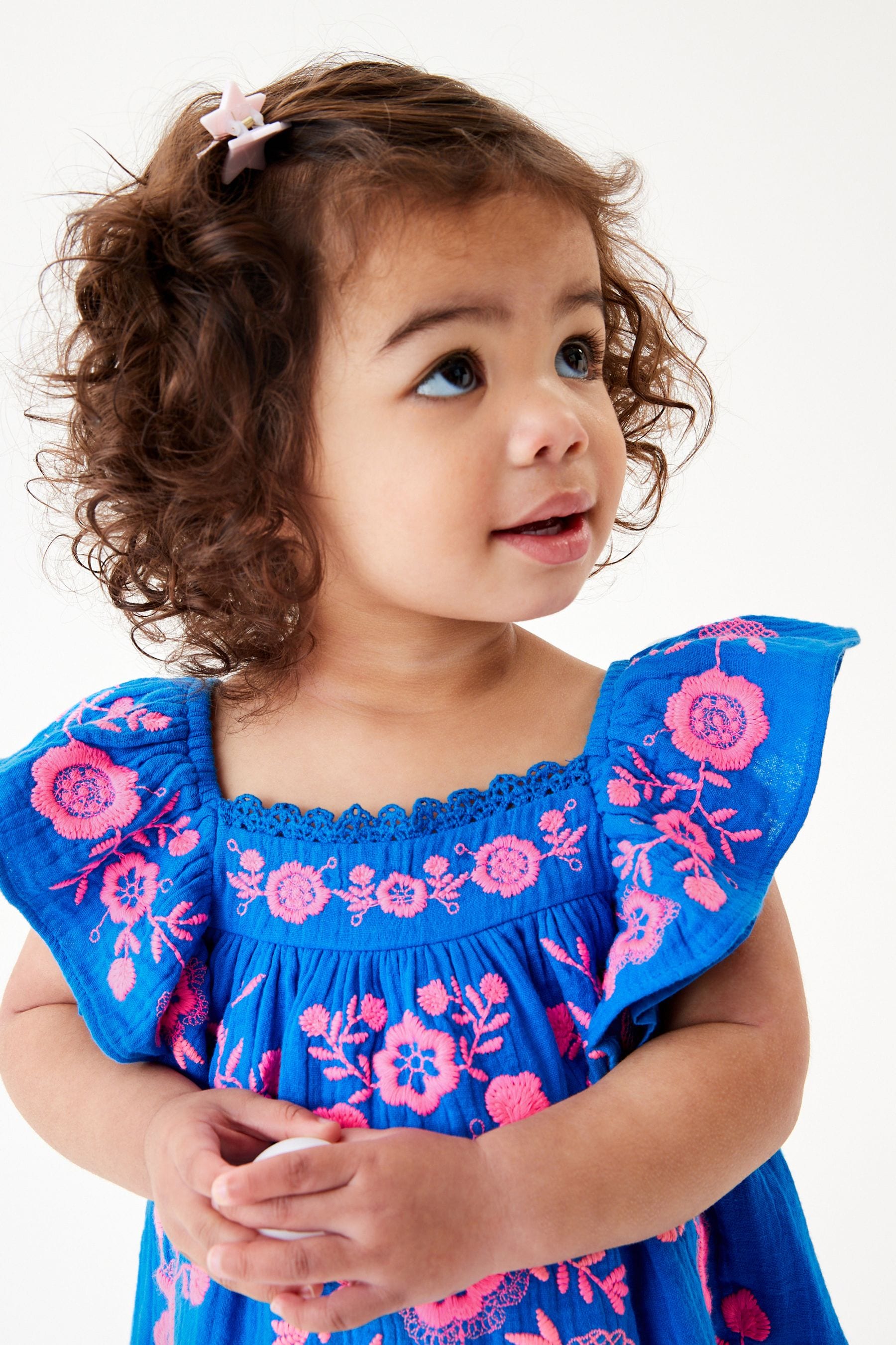 Blue/Pink Embroidered Kaftan Dress (3mths-8yrs)